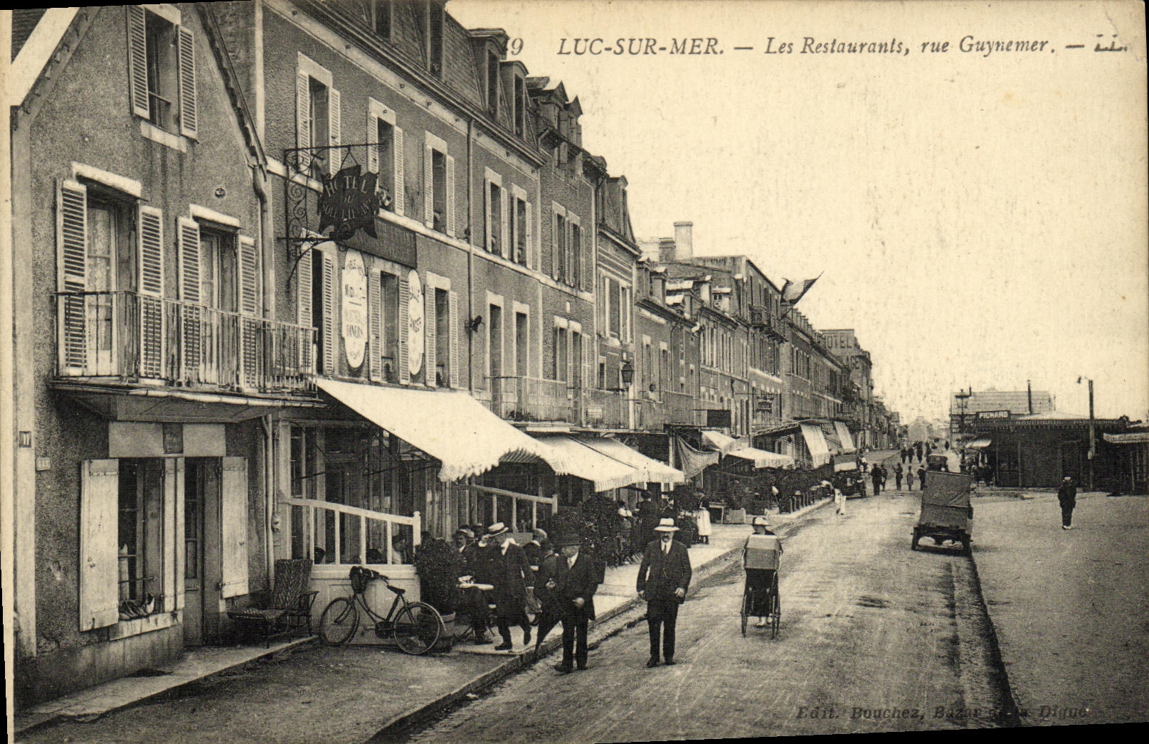 POSTAL Lucas de la VENDIMIA en el mar la calle Guynemer de los restaurantes