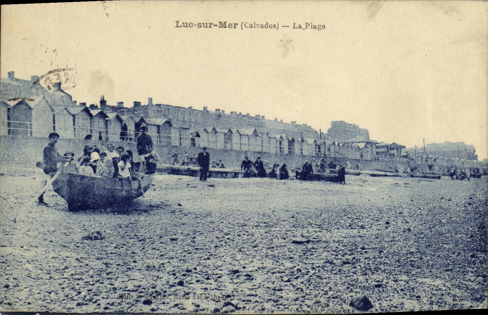 POSTAL Lucas de la VENDIMIA en el mar el barco de los ninos de la playa