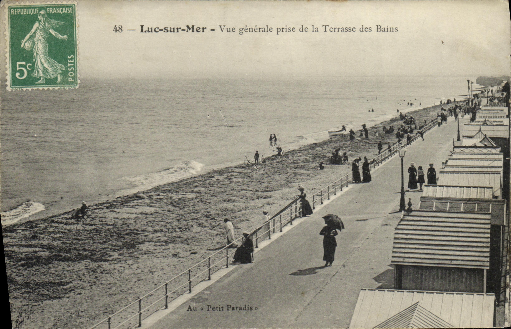 POSTAL Lucas de la VENDIMIA en la opinion del mar de la terraza de los banos