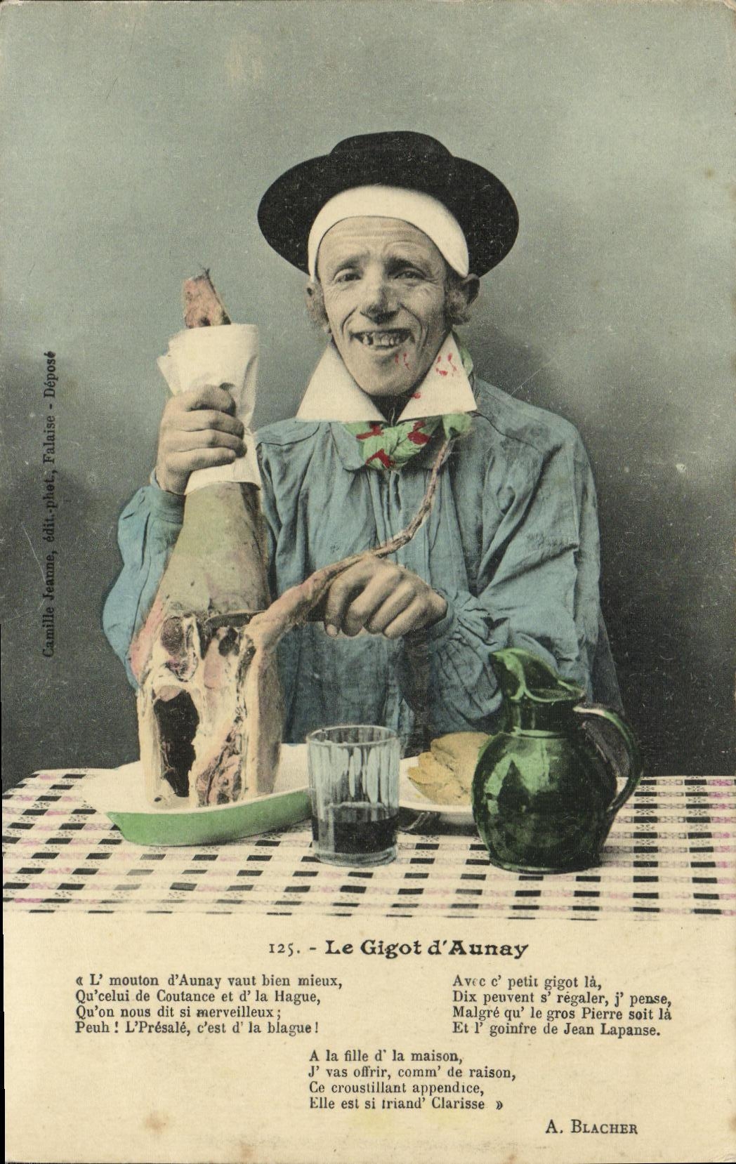 VINTAGE POSTCARD Aunay on Odon the leg D Aunay Folklore Costume