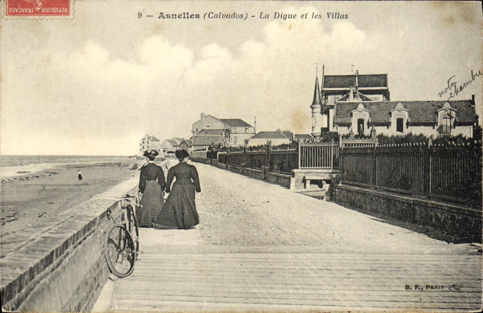 VINTAGE POSTCARD Asnelles the Dam and Villas