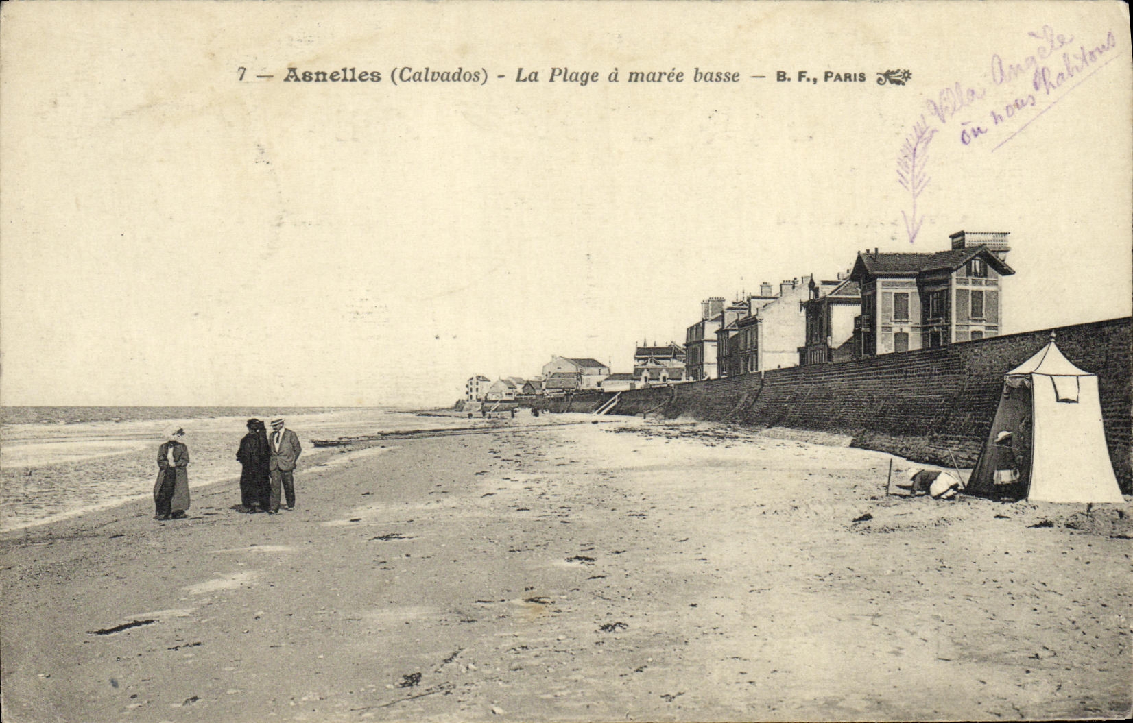 VINTAGE POSTCARD Asnelles the Beach has Low tide