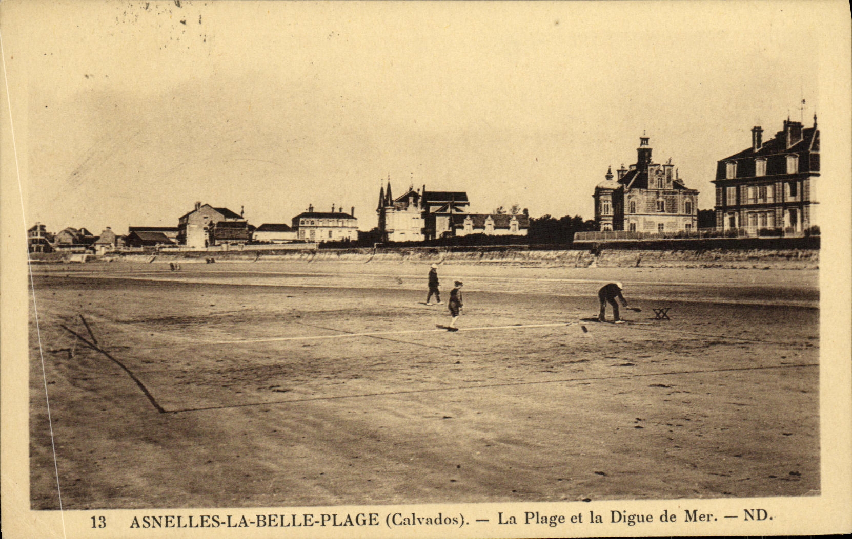 VINTAGE POSTCARD Asnelles the Beautiful Beach the Beach and the dam of the sea