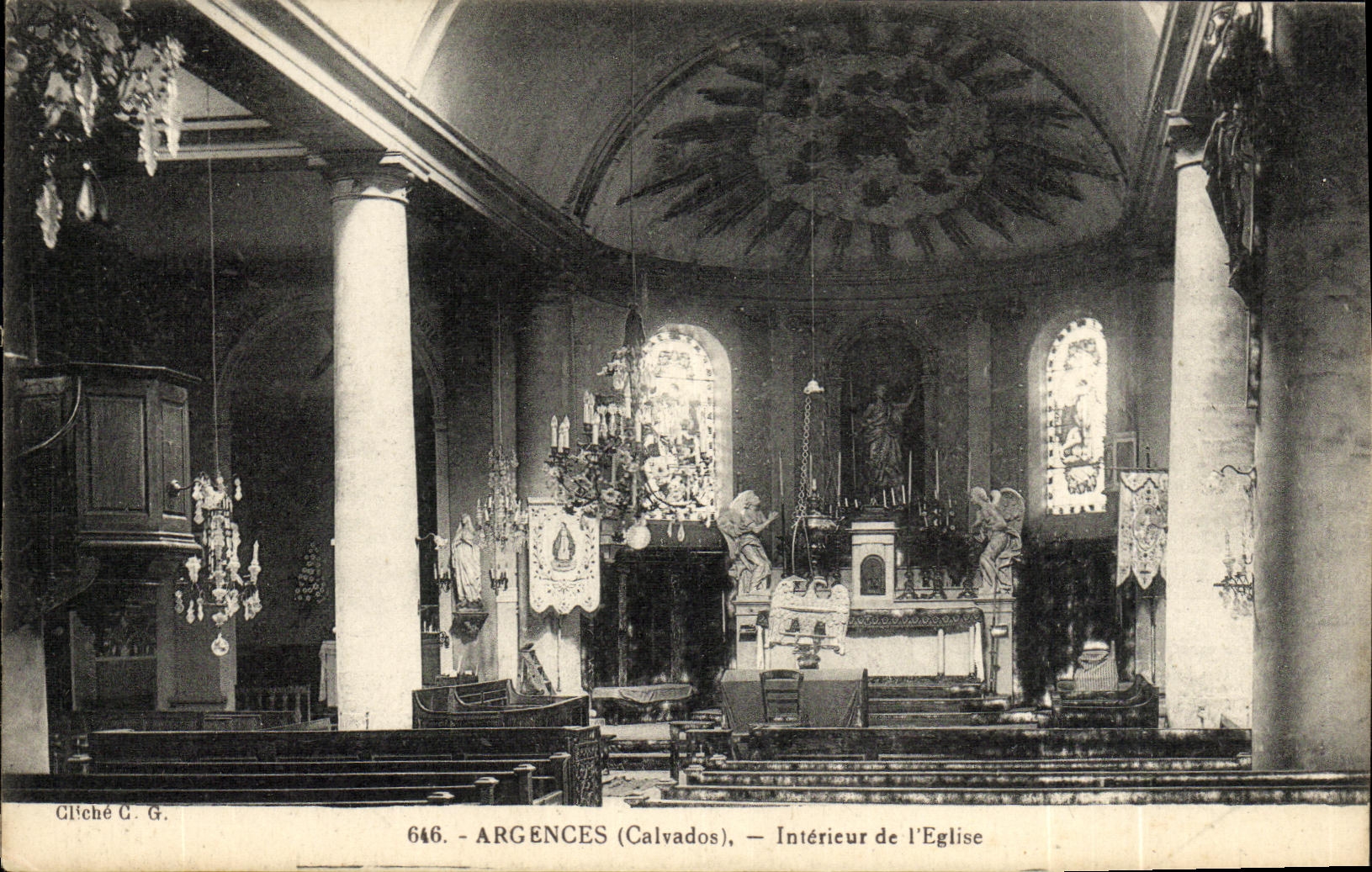 VINTAGE POSTCARD Interior Argences Of L Church