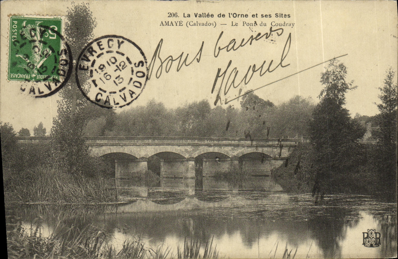 POSTAL de la VENDIMIA que el valle de L adorna y su Amaye localiza el puente de Coudray