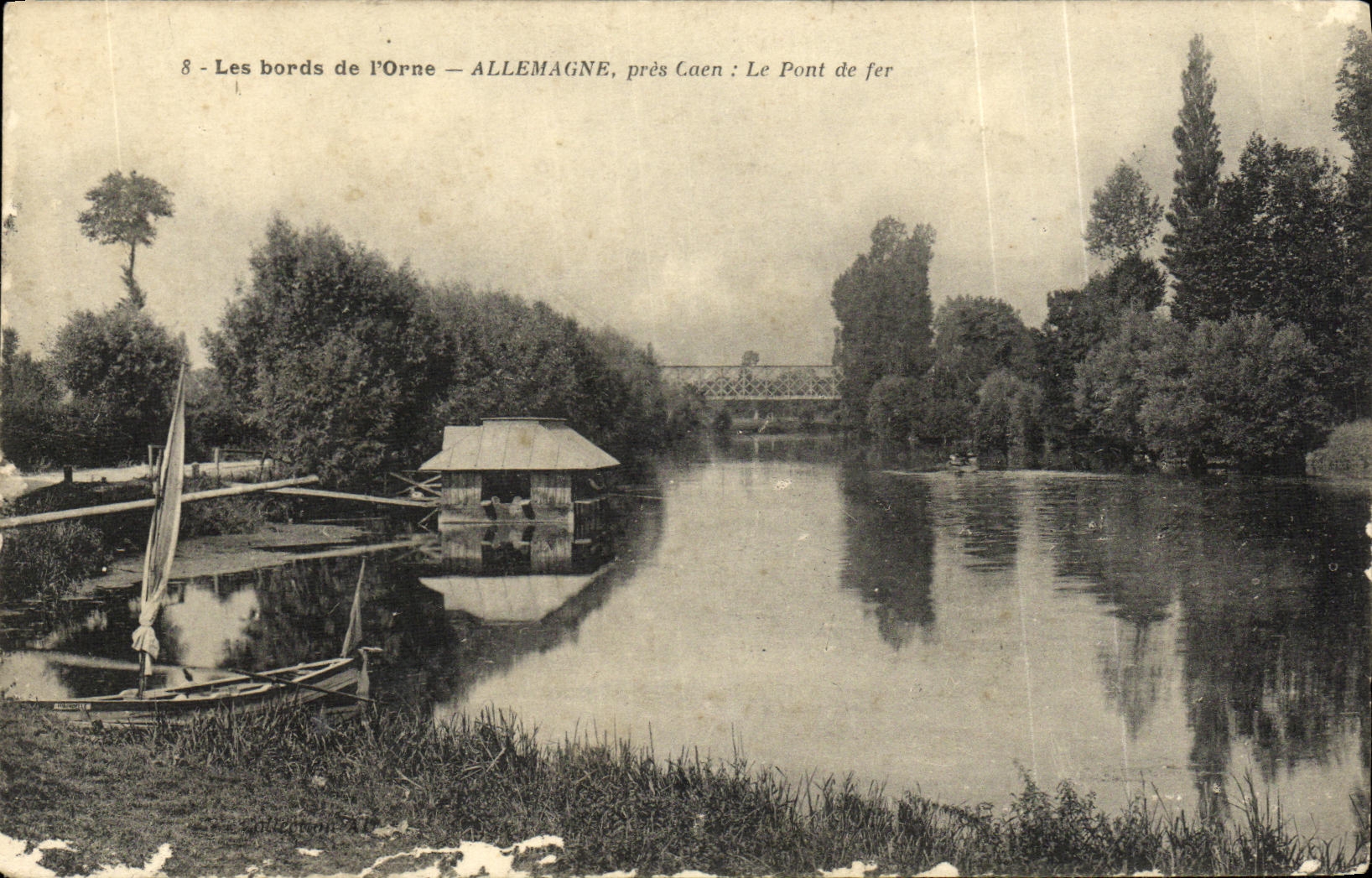 La POSTAL de la VENDIMIA los bordes de L adorna Alemania Caen cercana el puente del hierro