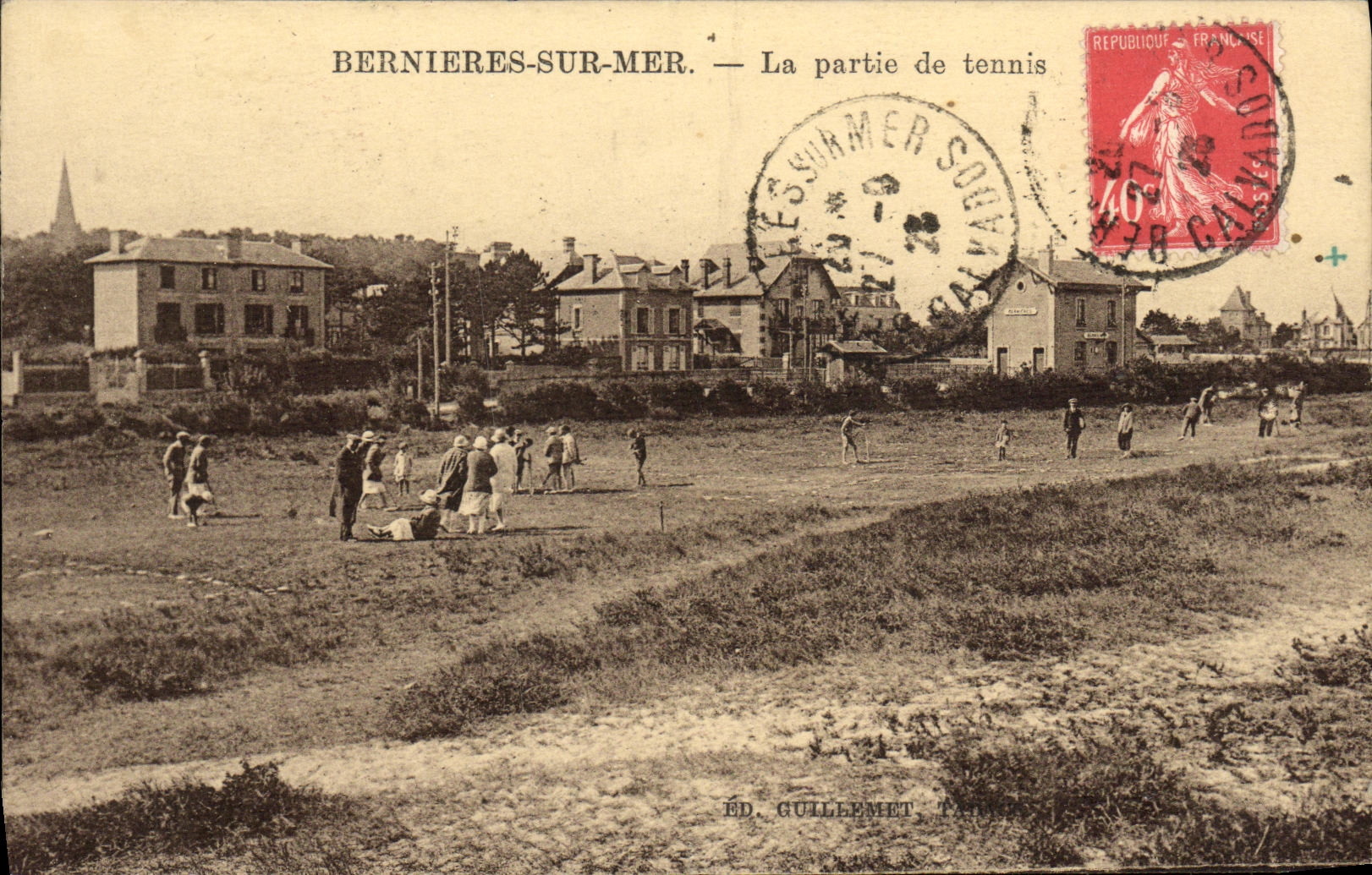 VINTAGE POSTCARD Bernieres the game of tennis