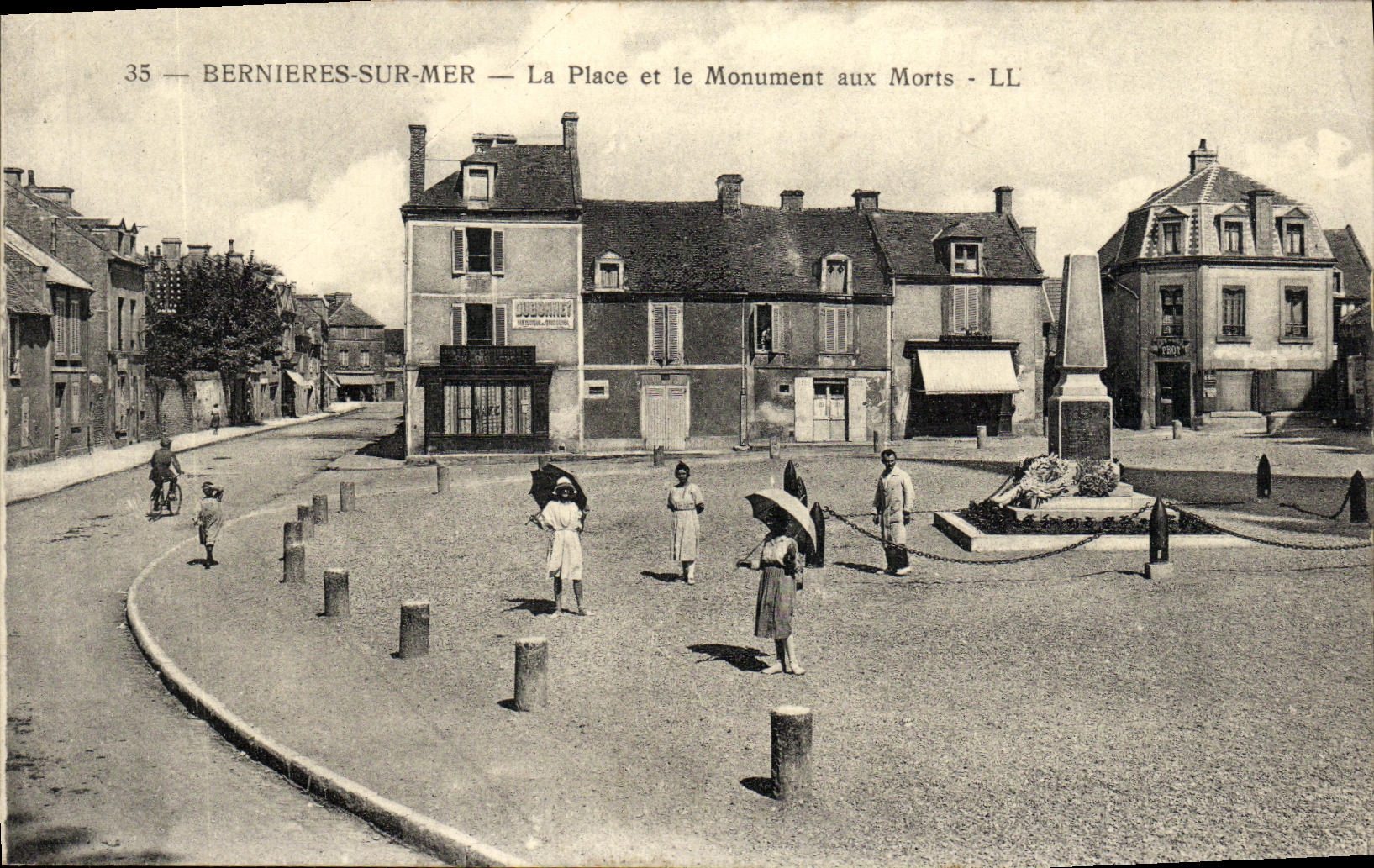 VINTAGE POSTCARD Bernieres On Sea the Place and the War memorial Militaria
