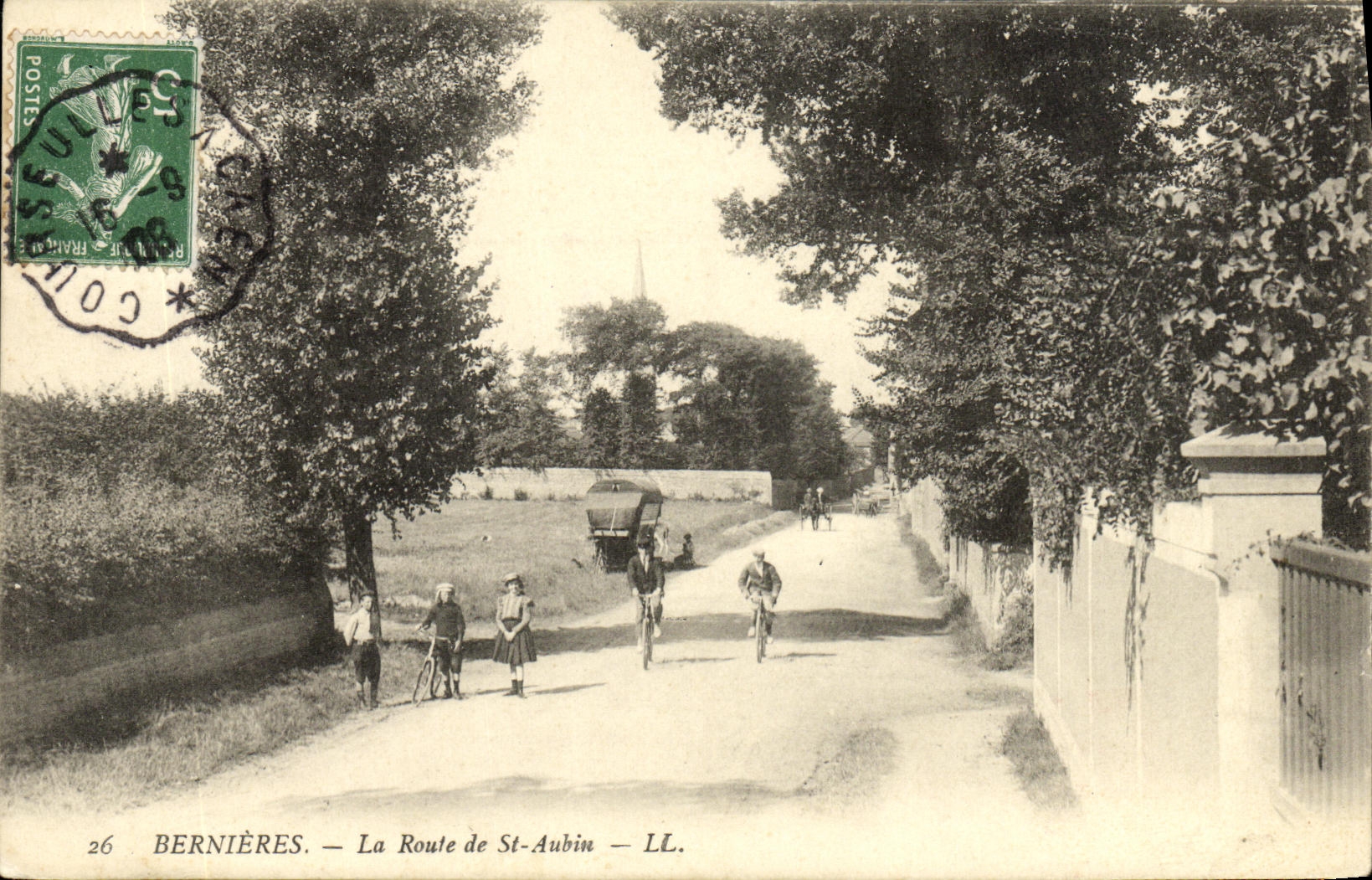 VINTAGE POSTCARD Bernieres the Road of St Aubin
