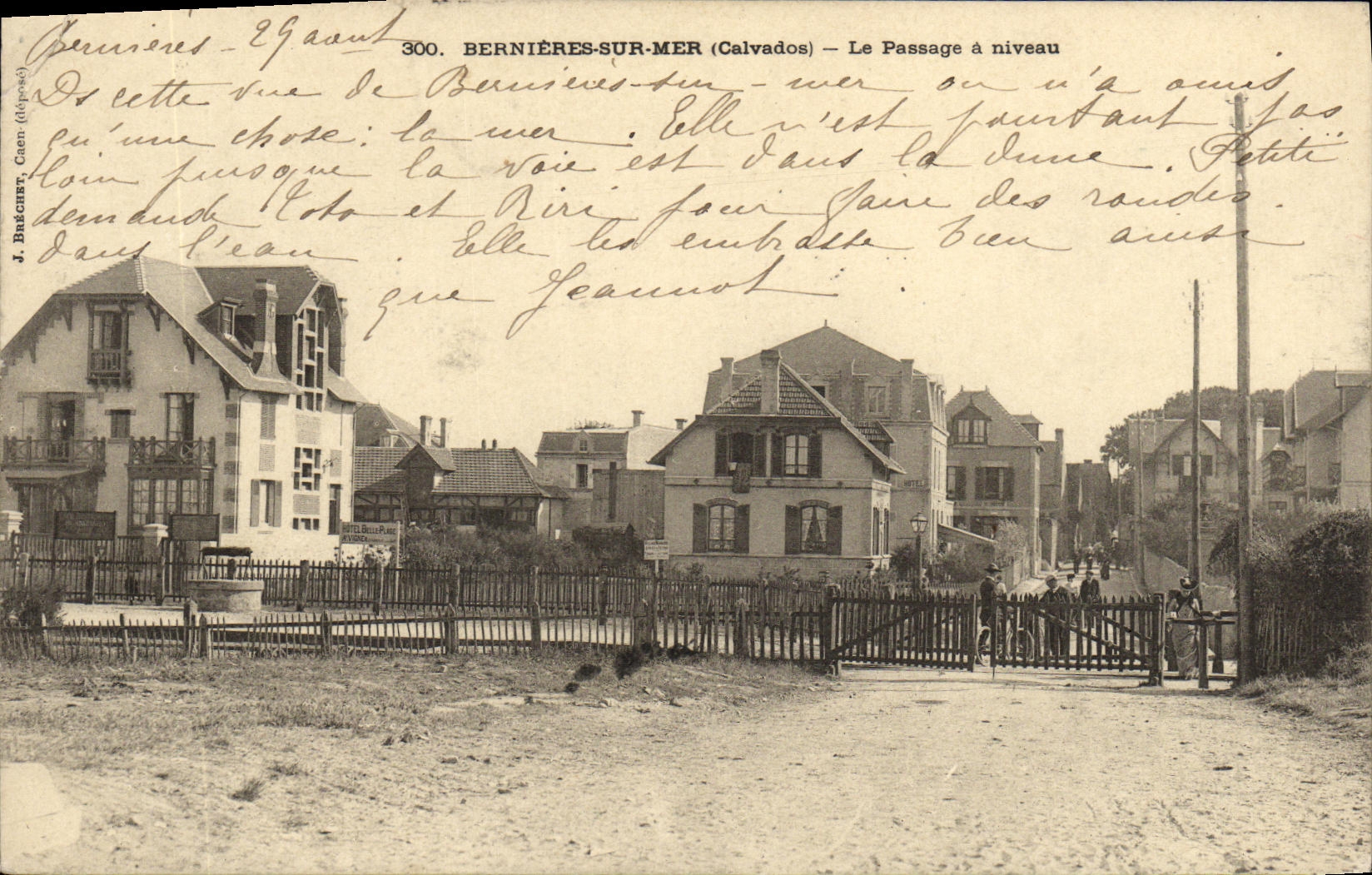 VINTAGE POSTCARD Bernieres on Mer the Crossing level