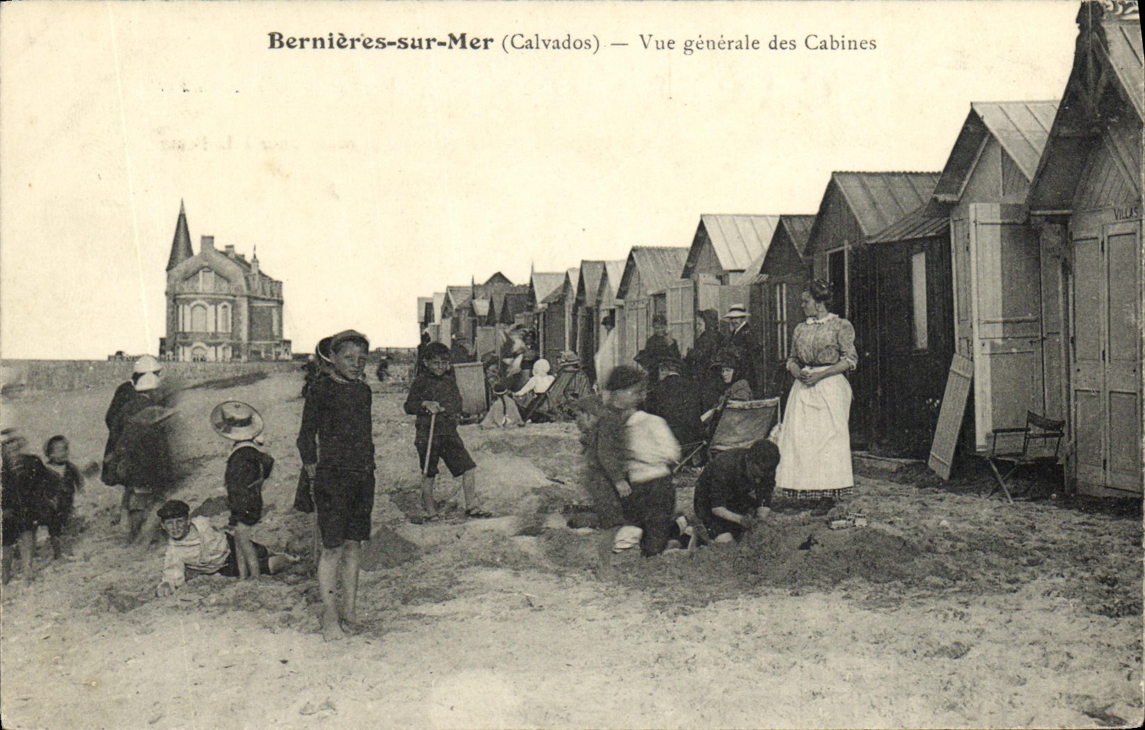 VINTAGE POSTCARD Bernieres On Sea View of the Cabins
