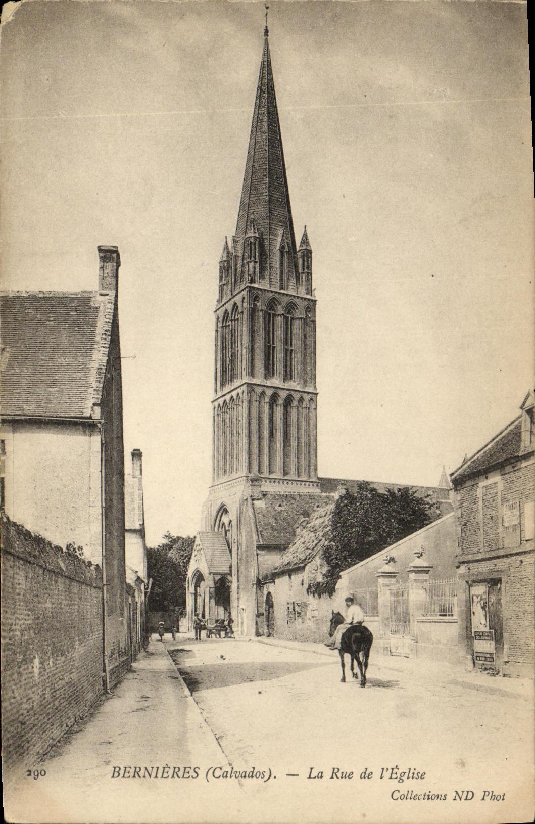 VINTAGE POSTCARD Bernieres the Street of L Church