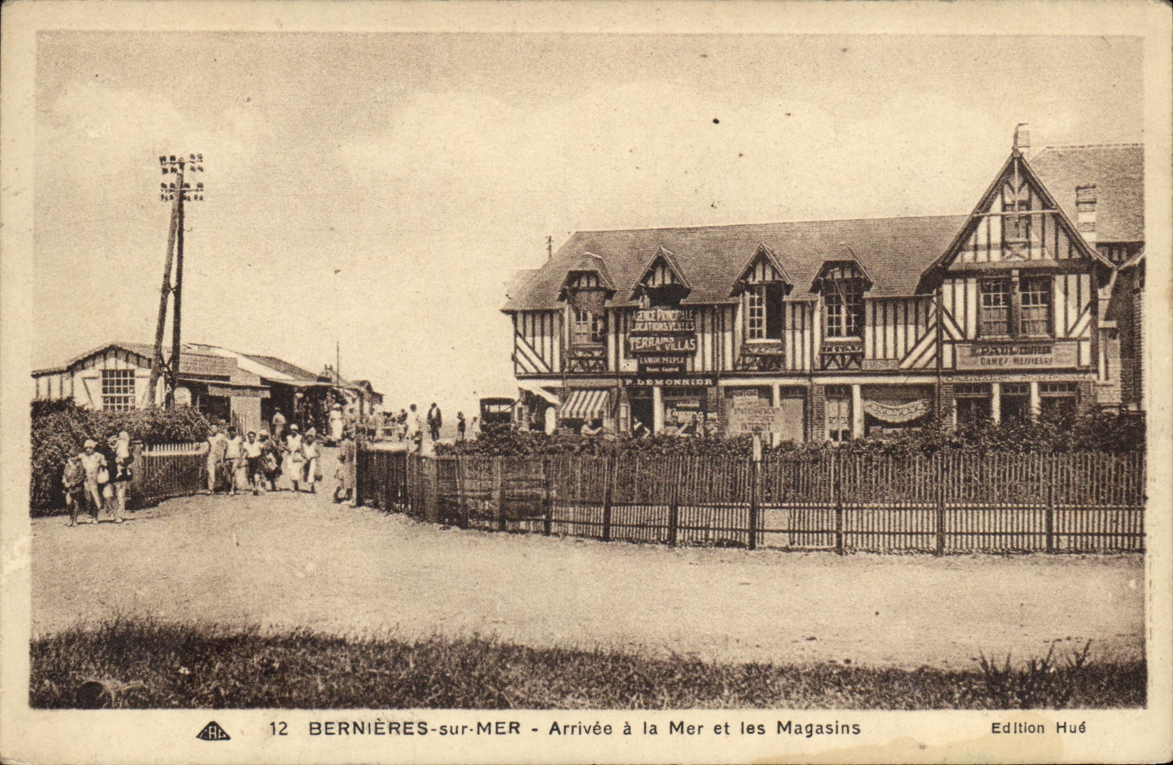 VINTAGE POSTCARD Bernieres on Sea Arrived at the Sea and the Stores