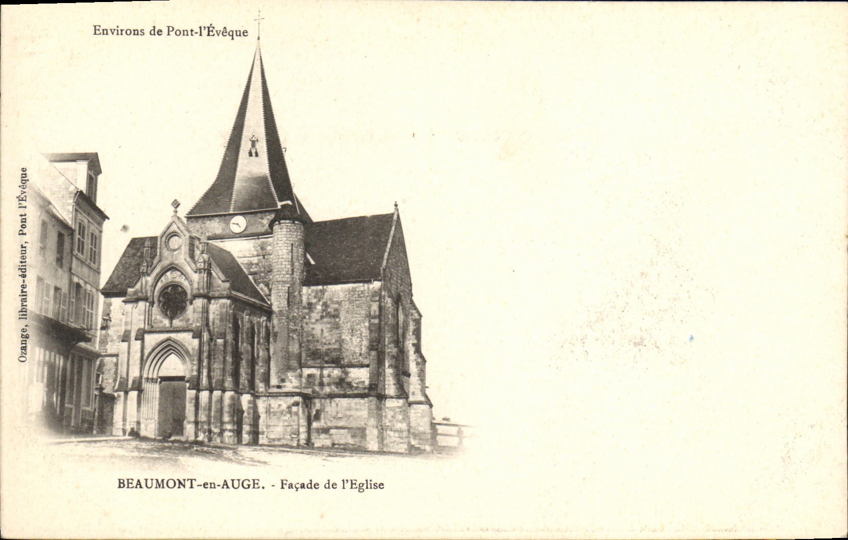CPA Beaumont en Auge Facade de l Eglise Environs de Pont L eveque