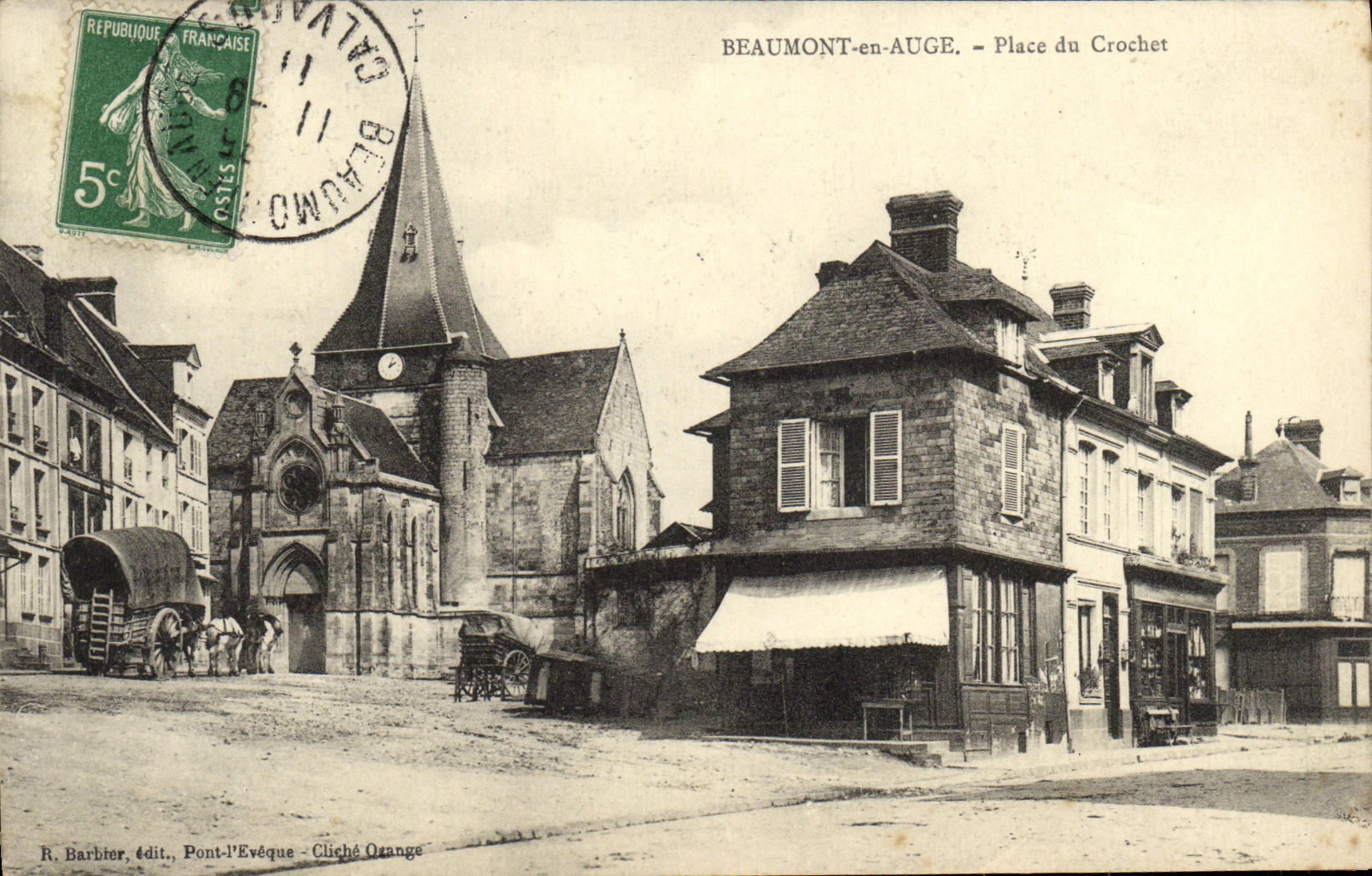 VINTAGE POSTCARD Beaumont out of Trough Places Hook Attelage animation