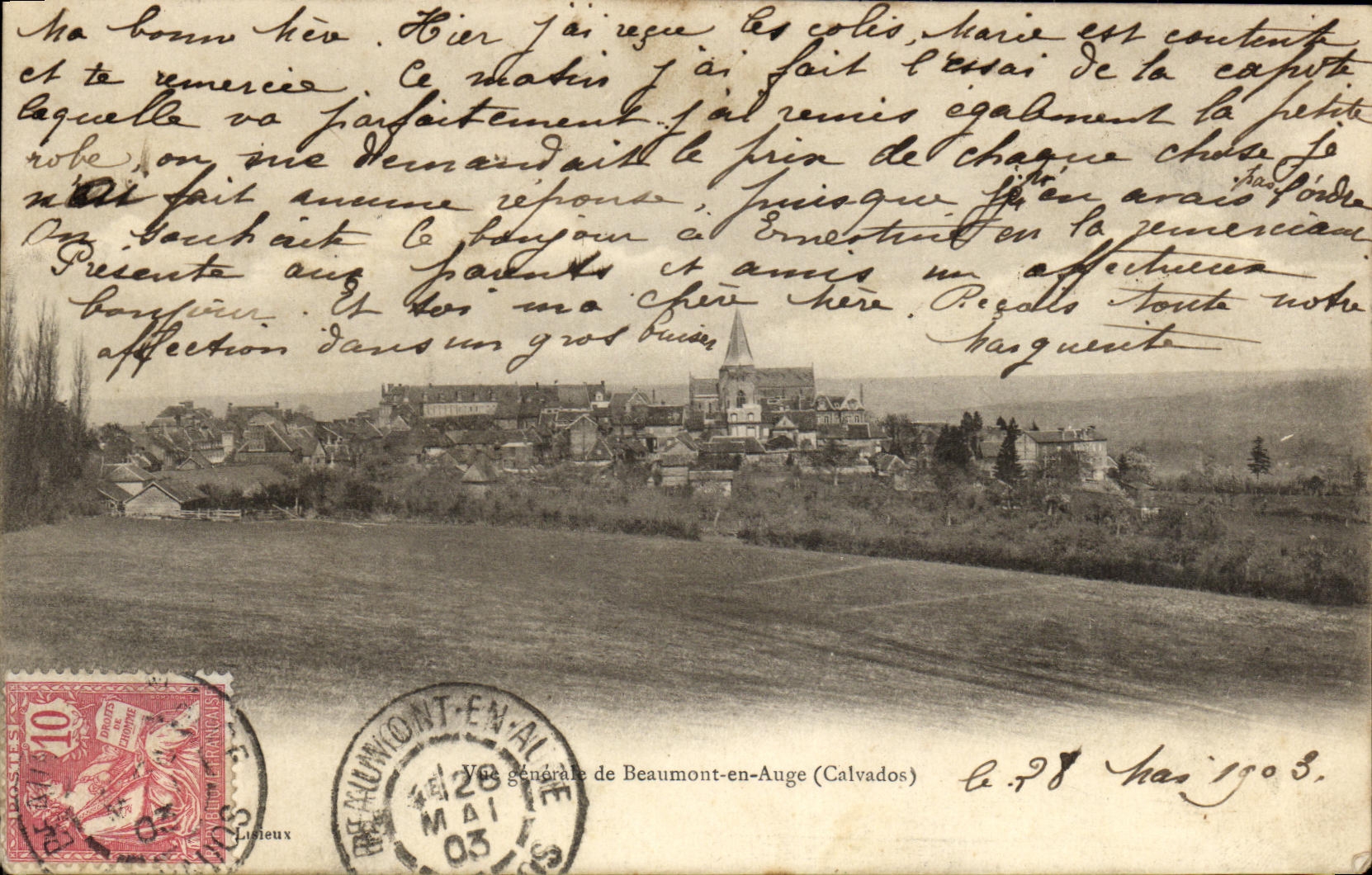 CPA Vue generale de Beaumont en Auge