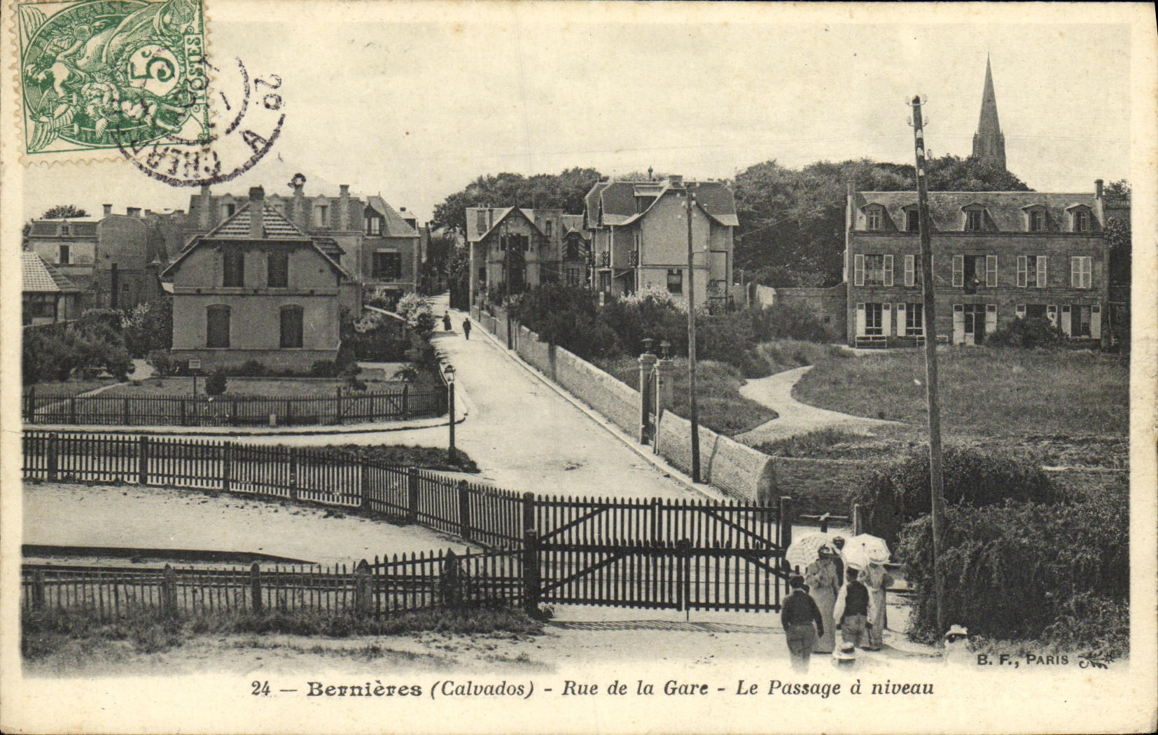 VINTAGE POSTCARD Bernieres street of the Station the Passage D level