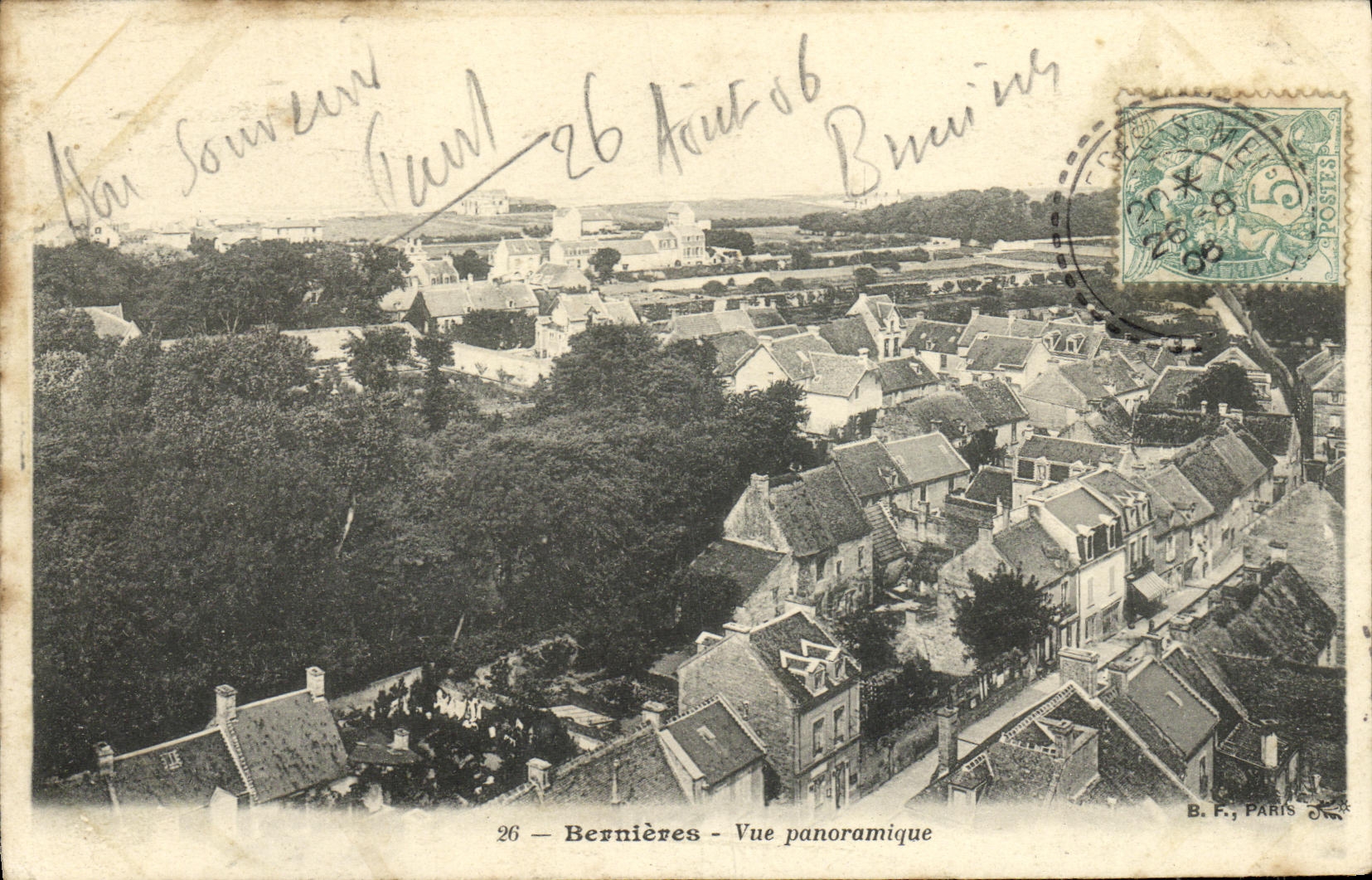 VINTAGE POSTCARD Bernieres seen Panoramic