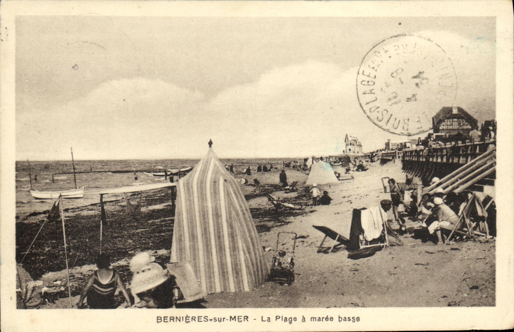VINTAGE POSTCARD Bernieres on Mer Rivets Beach the Beach