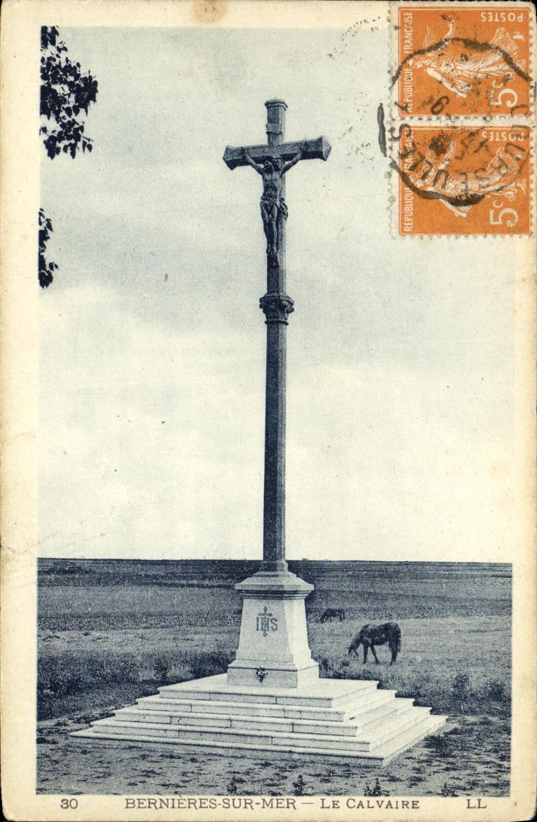 VINTAGE POSTCARD Bernieres on Sea the Martyrdom