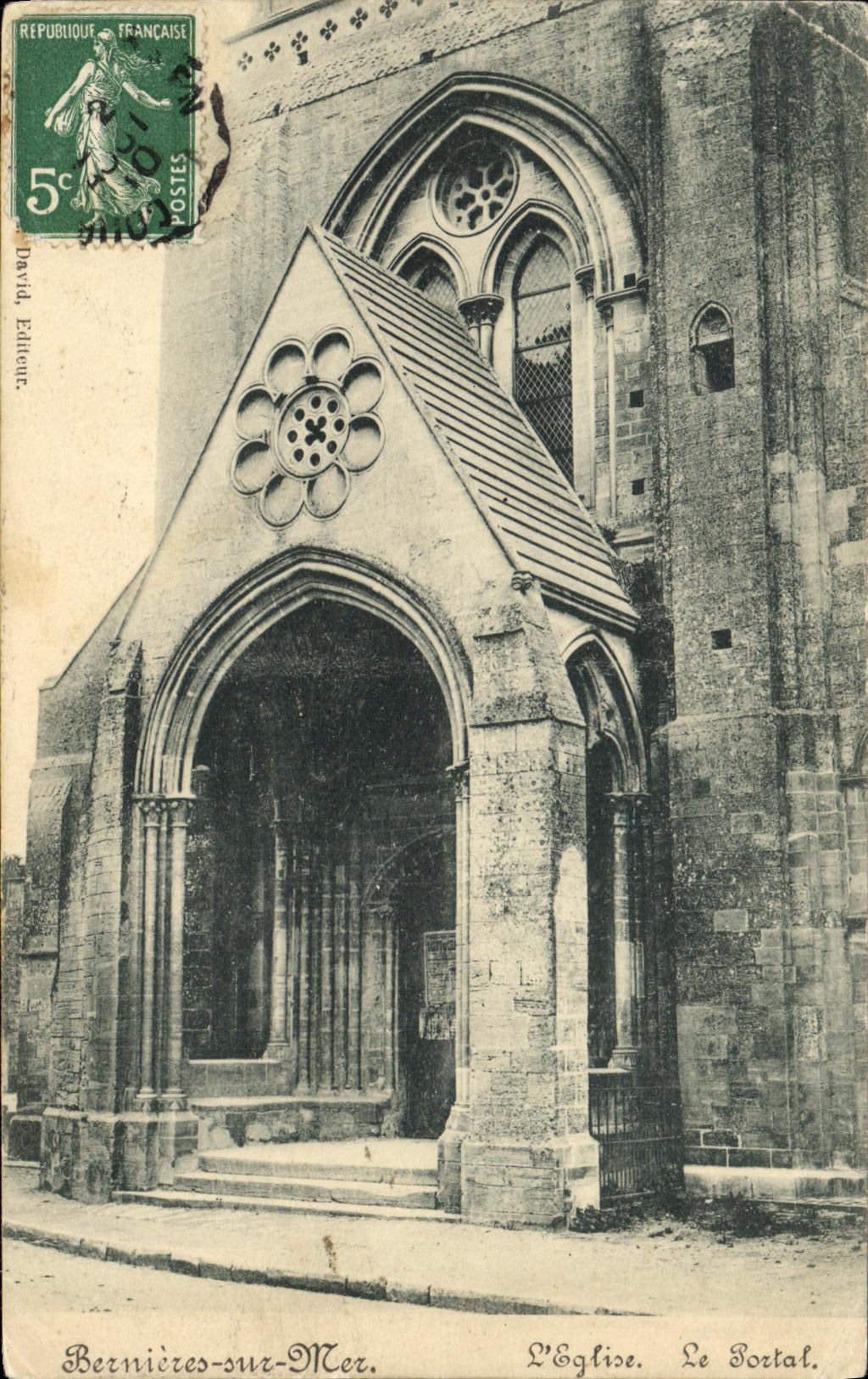 VINTAGE POSTCARD Bernieres on Sea L church Portal