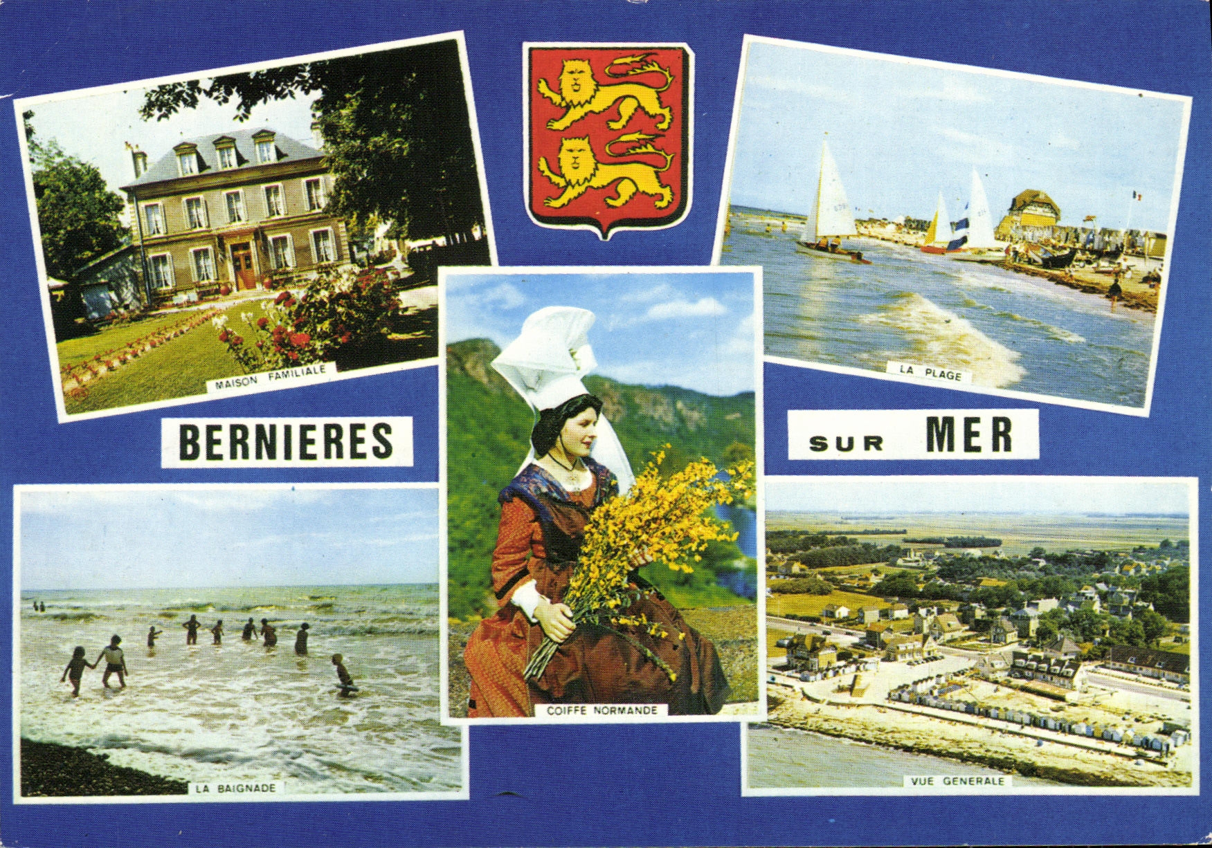 MODERN CARD Bernieres on Sea Beach Family home Bathe