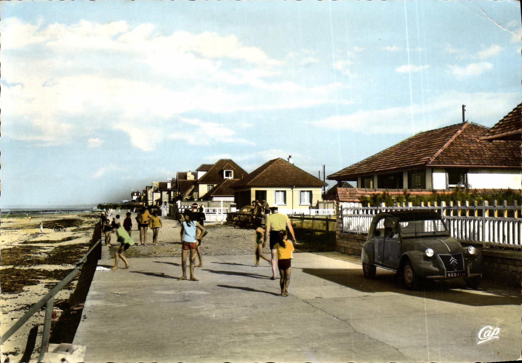 MODERN CARD Bernieres on Mer Rivets Beach the Dam and the Villas towards Aubin Saint