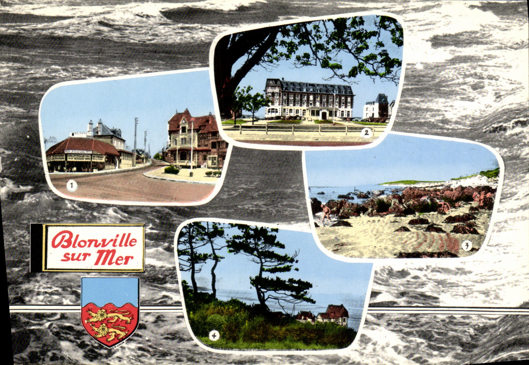MODERN CARD Blonville on Sea Road of Deauville La Poste Host of city and stopover black Rocks Seen of the beach