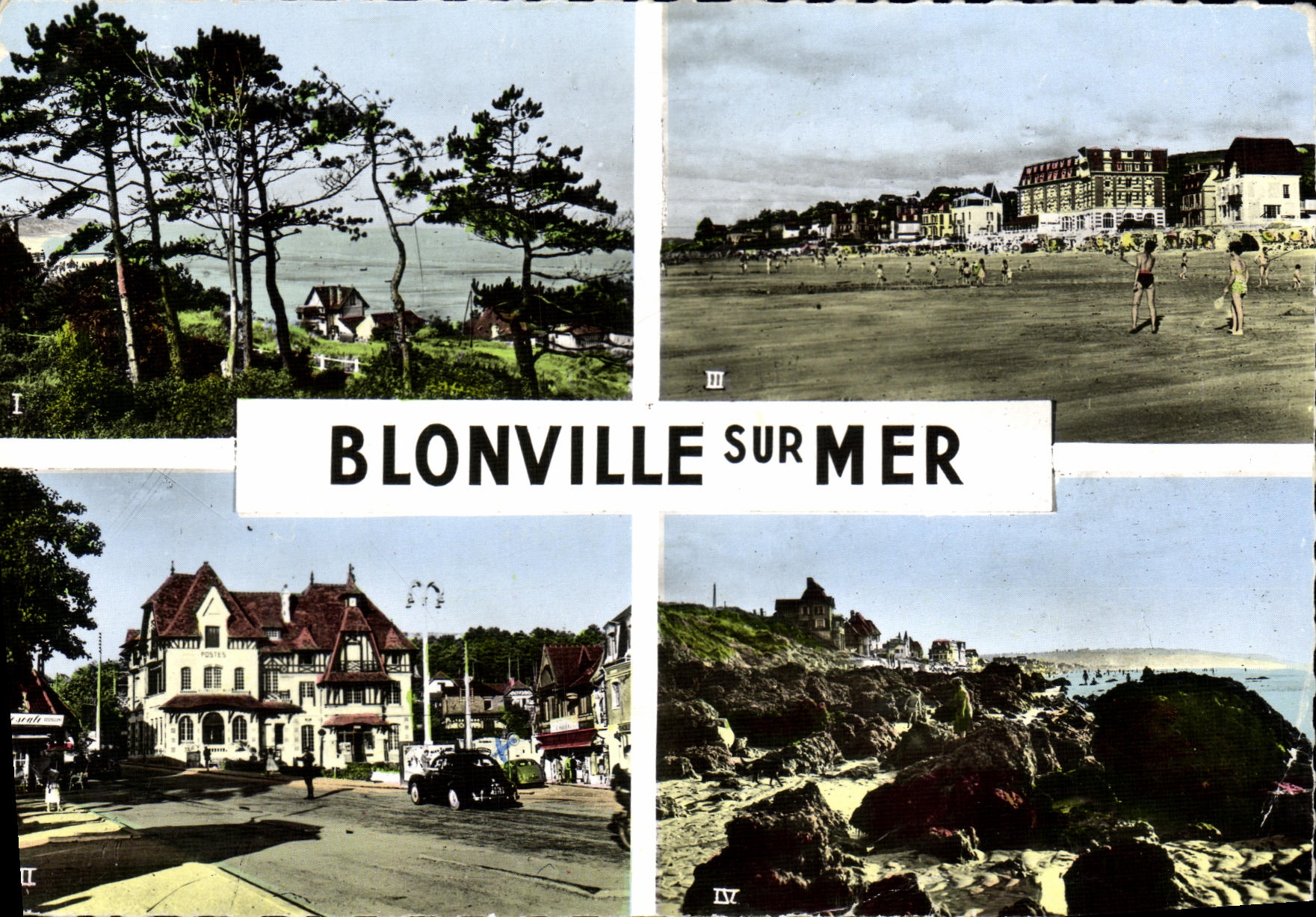 MODERN CARD Blonville on Mer Places L town hall black Roches