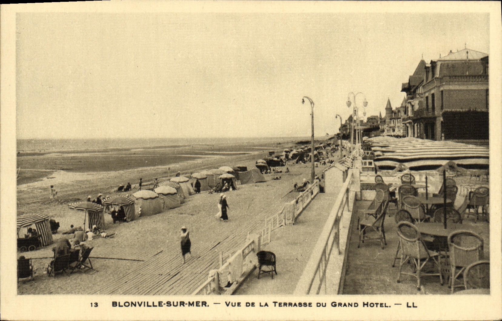 VINTAGE POSTCARD Blonville on Sea Seen of Terasse of the Large Hotel