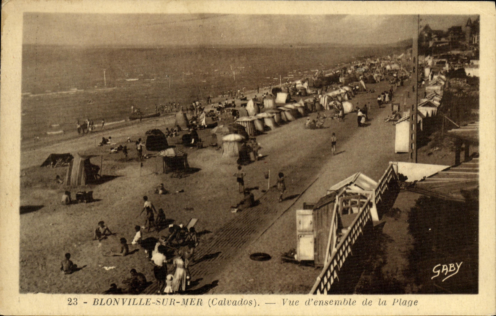 VINTAGE POSTCARD Blonville on Sea seen D beach suit