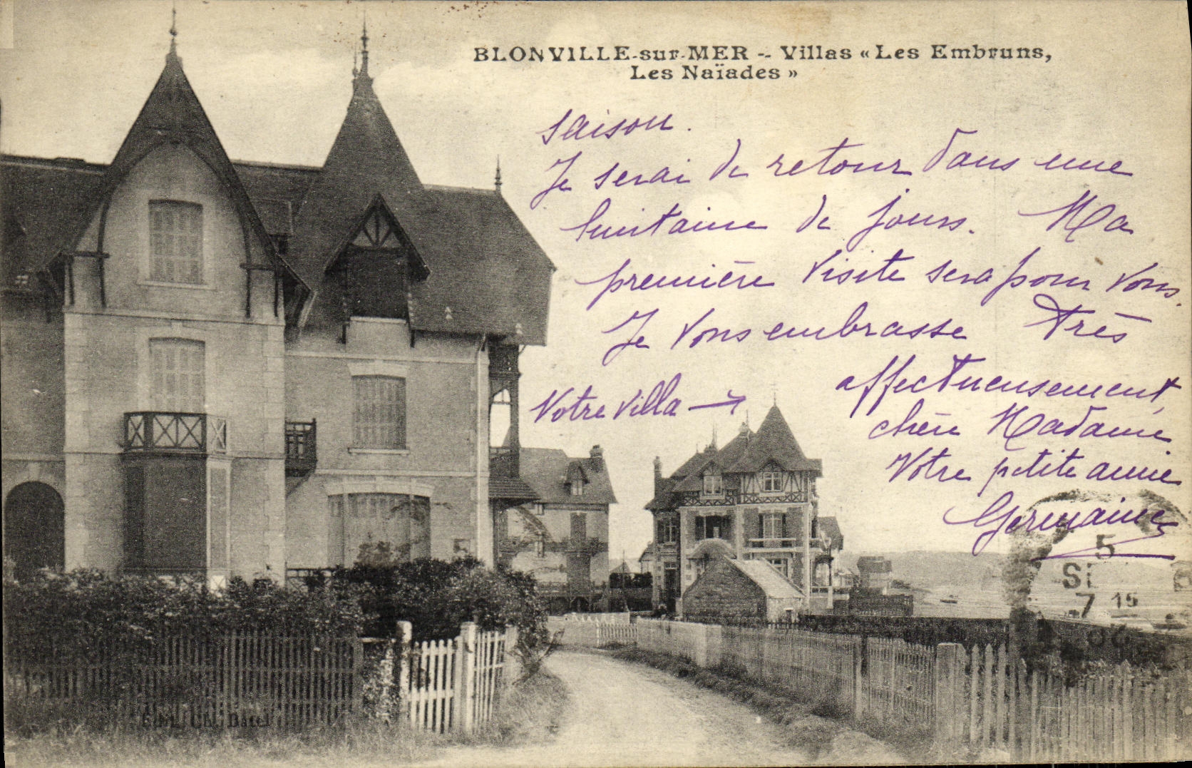 VINTAGE POSTCARD Blonville on Sea Villas the Spray Naïades
