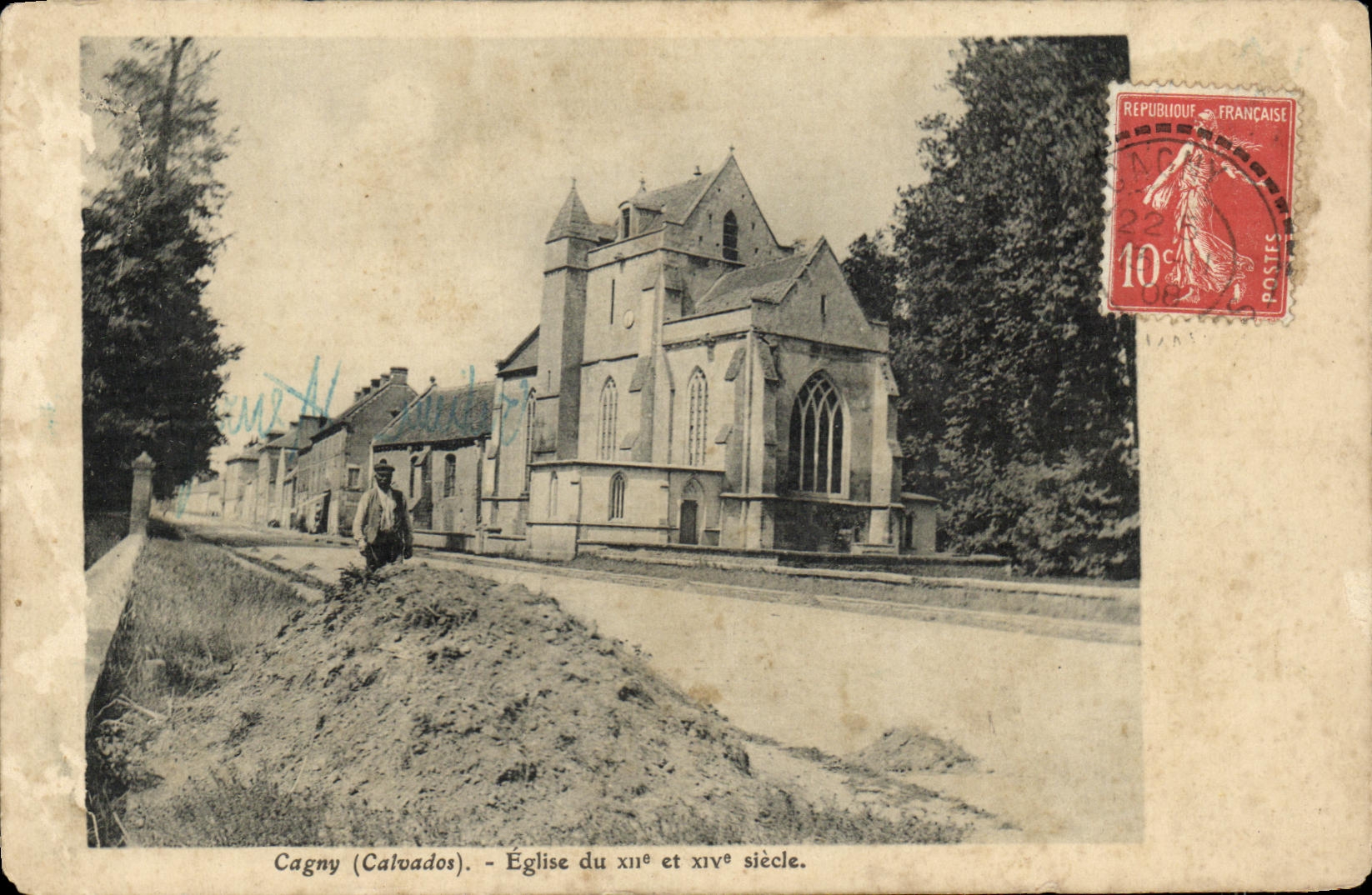 VINTAGE POSTCARD Cagny Church of Xll E and XlV E century