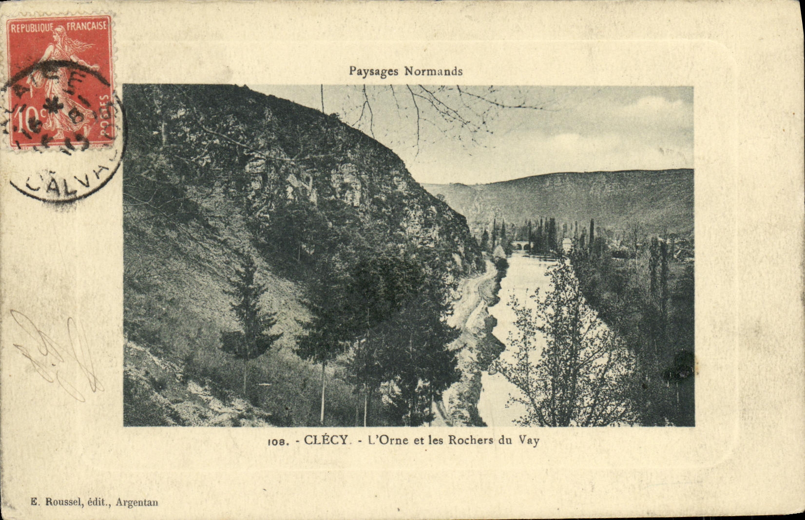La POSTAL Clecy L de la VENDIMIA adorna y las rocas de Vay