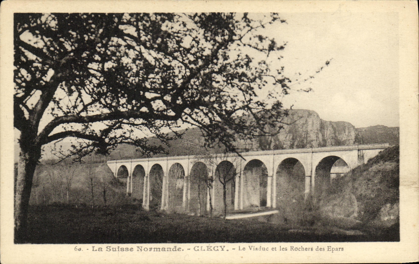 VINTAGE POSTCARD Switzerland Clecy Norman the Viaduct and Rocks of the Scattered one