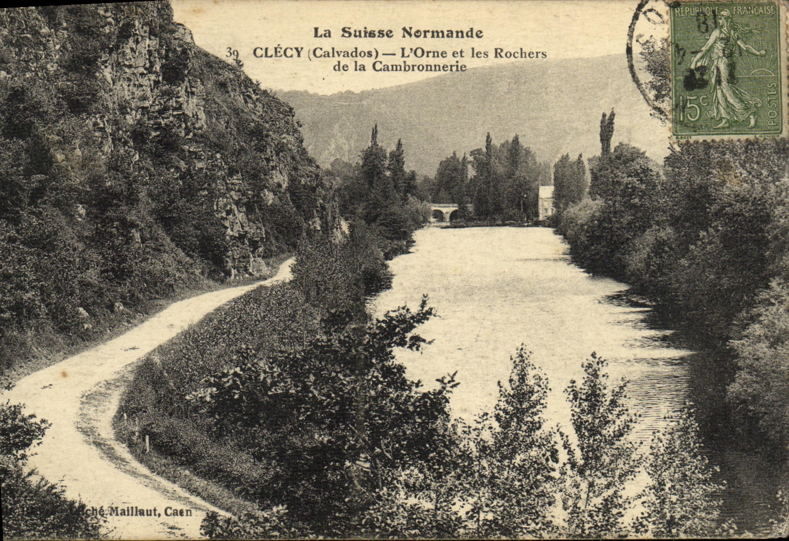 La POSTAL Clecy L de la VENDIMIA adorna y las rocas de Cambronnerie