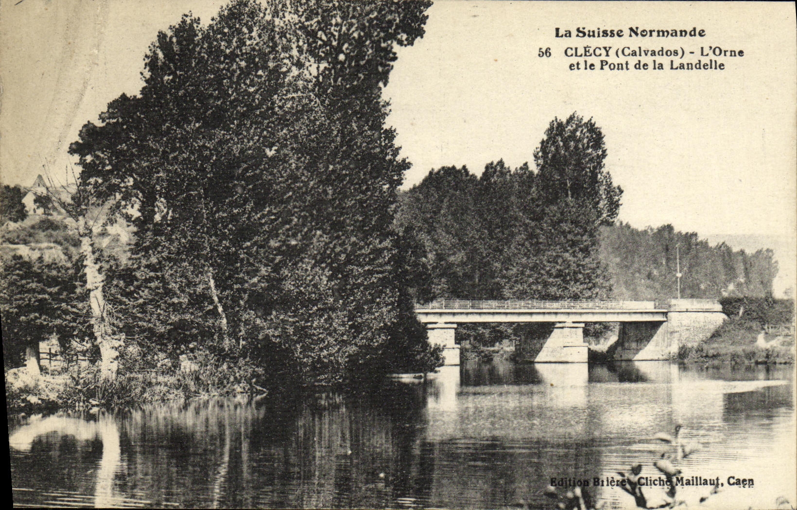 La POSTAL Suiza Normande Clecy L de la VENDIMIA adorna y el puente de Landelle