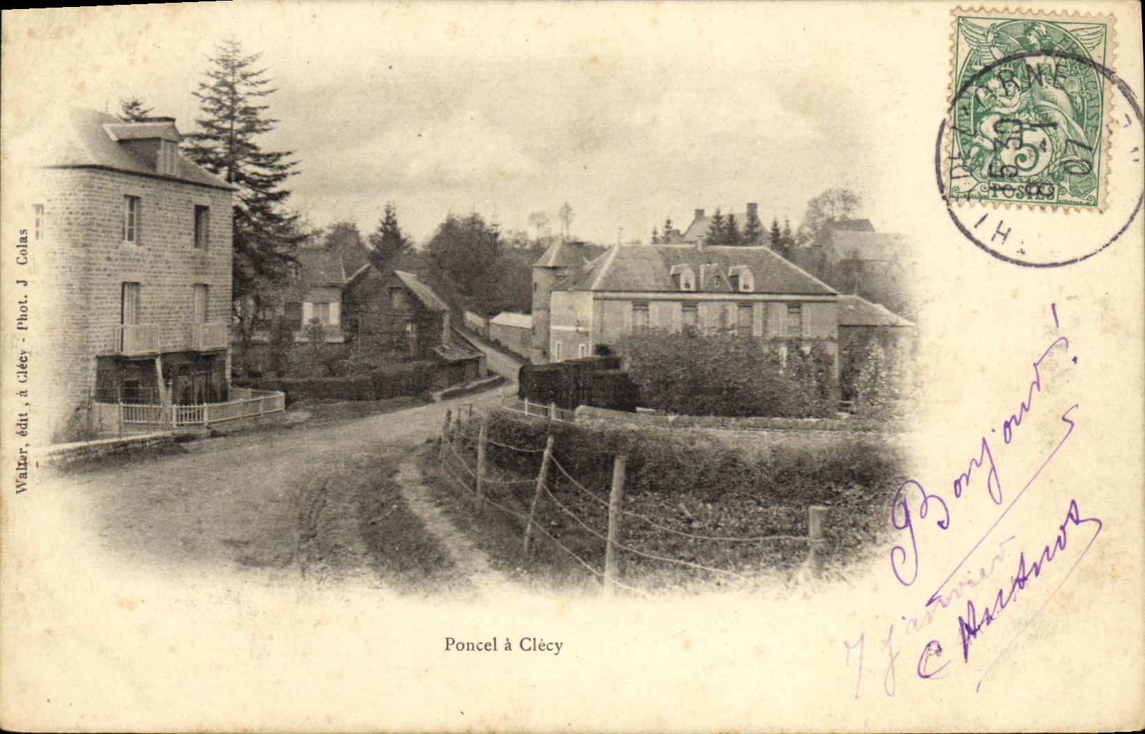 VINTAGE POSTCARD Poncel has Clecy