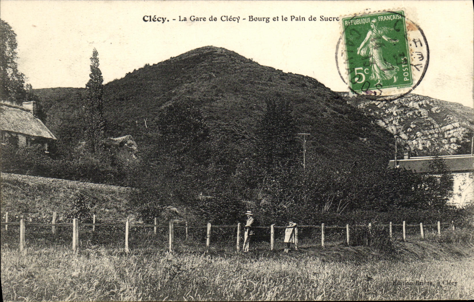 VINTAGE POSTCARD Clecy Train station of Clecy Borough and Sugar loaf