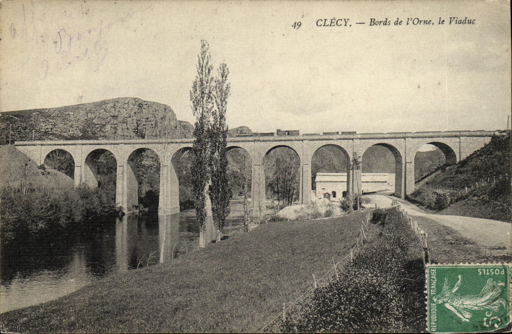 La POSTAL Clecy Bords de la VENDIMIA de L adorna el viaducto