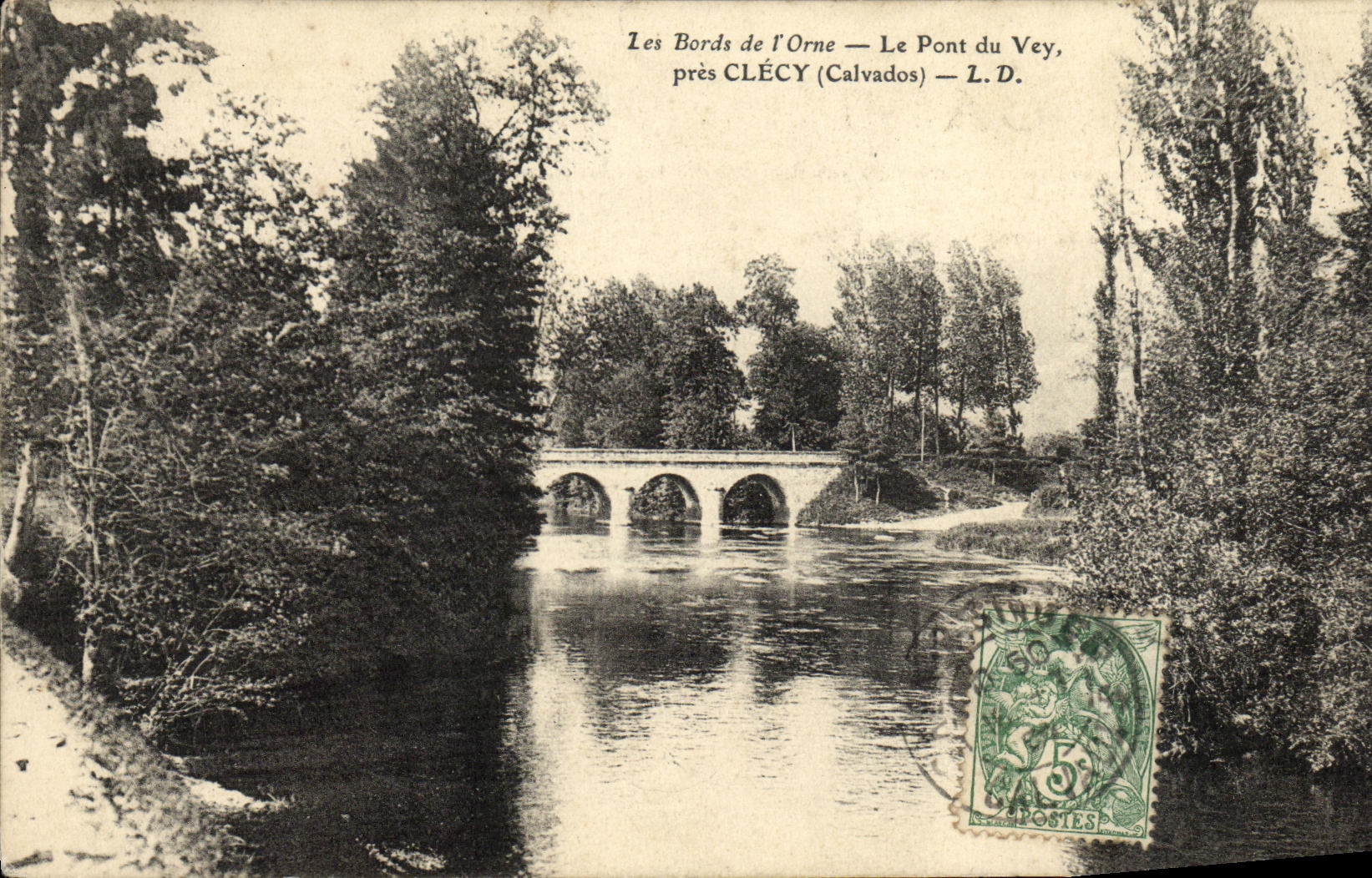 La POSTAL Clecy de la VENDIMIA los bordes de L adorna el puente de Vey