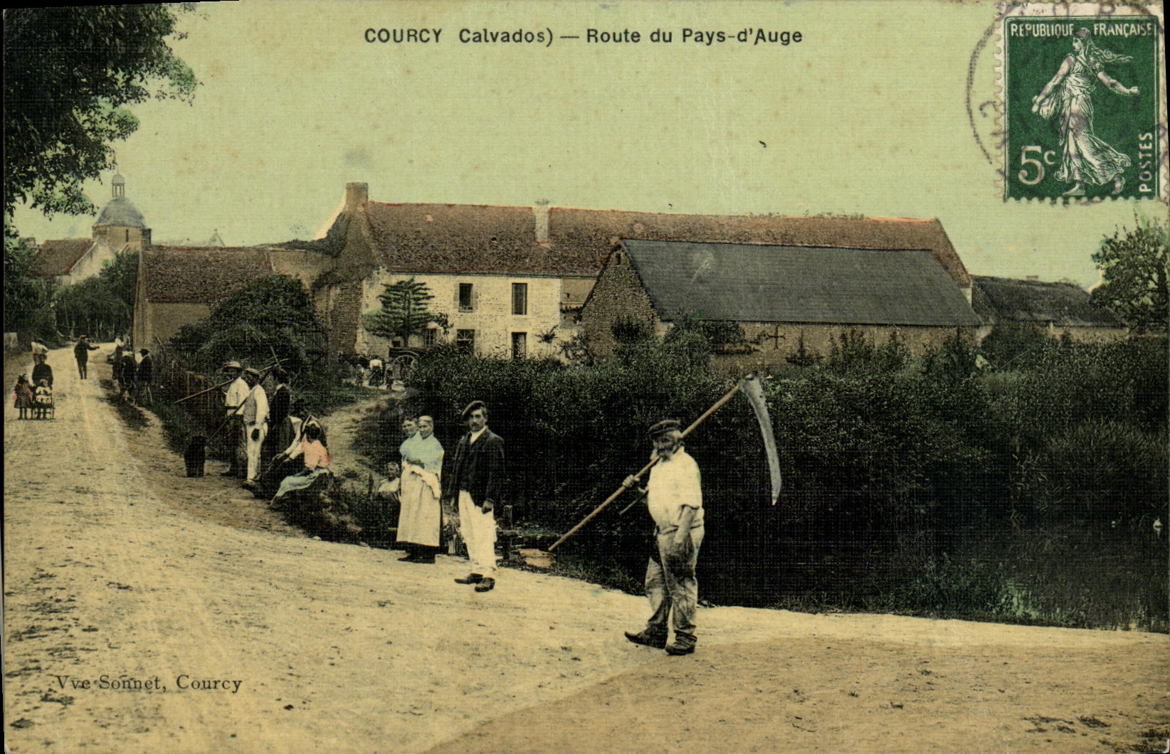 VINTAGE POSTCARD Courcy road of the Valley D Trough chart toilee TOP