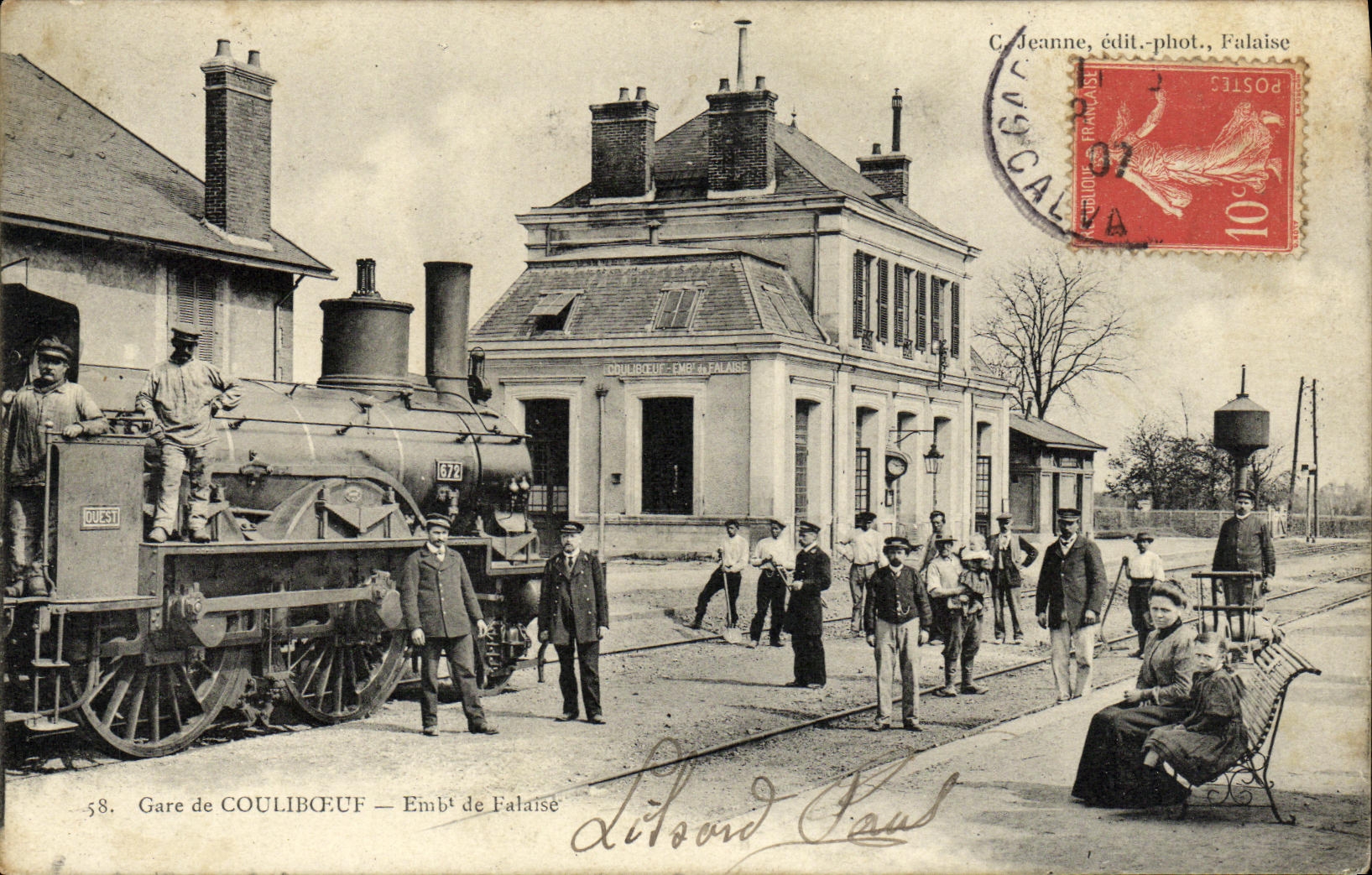 VINTAGE POSTCARD Station of Couliboeuf Junction of Cliff TOP Train Machiena vapor