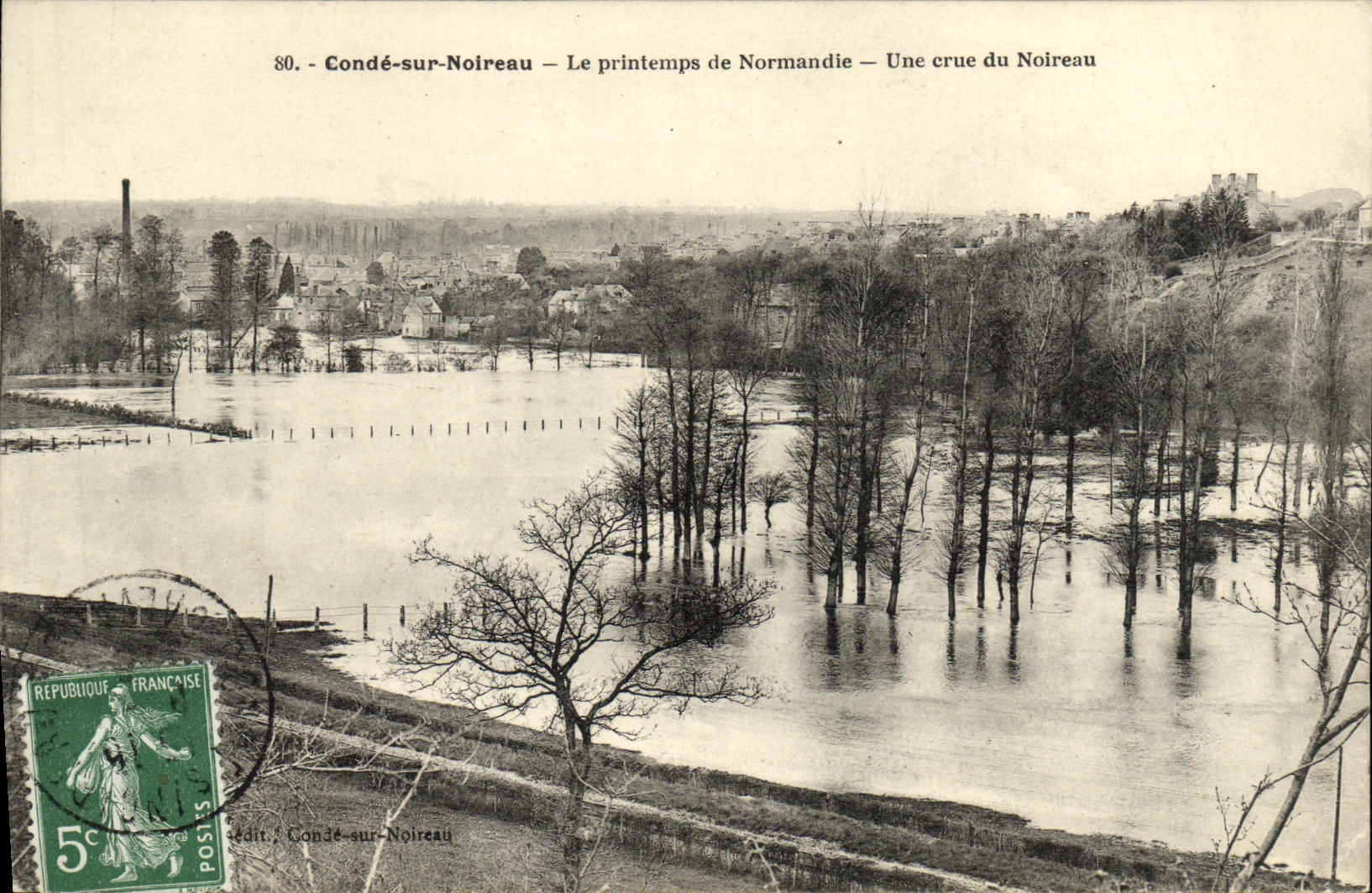 CPA Conde Sur Noireau Le Printemps de Normandie Une Crue du Noireau