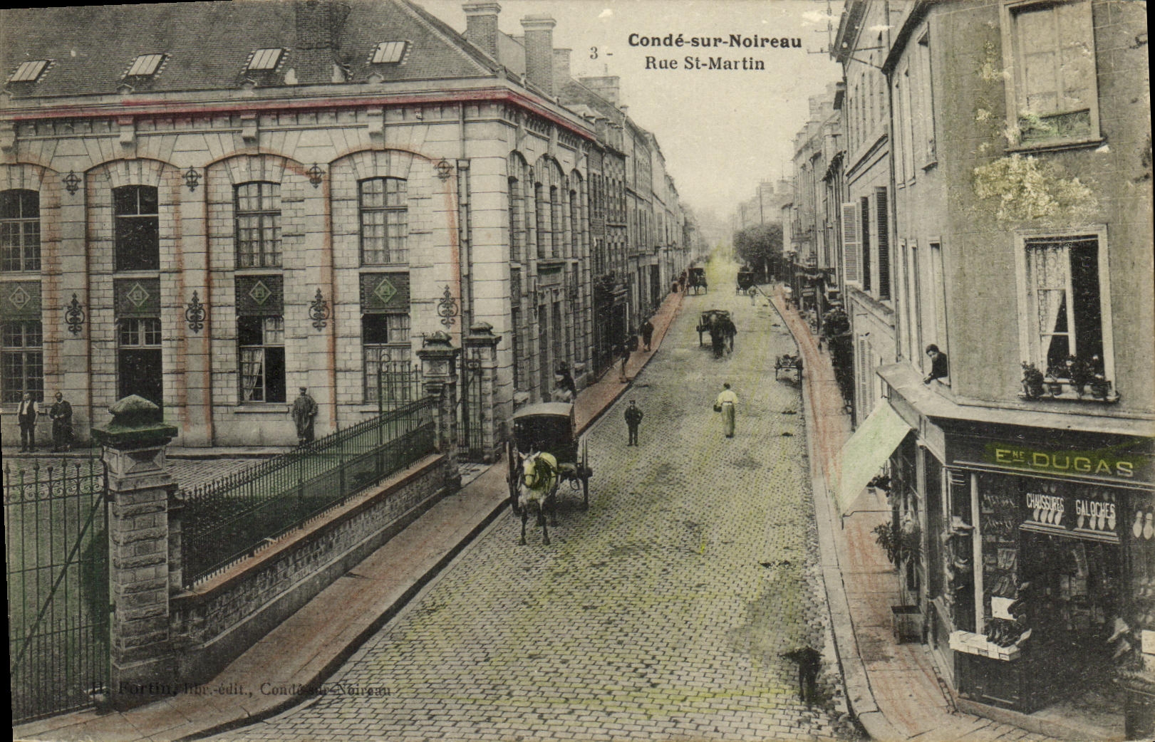 CPA Conde Sur Noireau Rue St Martin Dugas