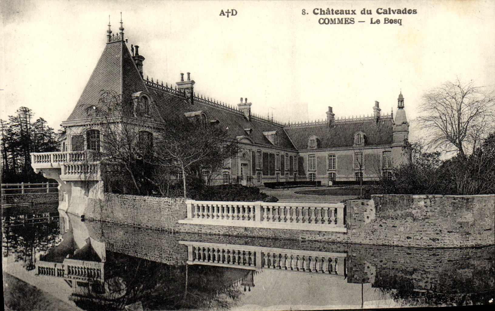 Castillos de la POSTAL de la VENDIMIA del Apple brandy Bosq de Commes