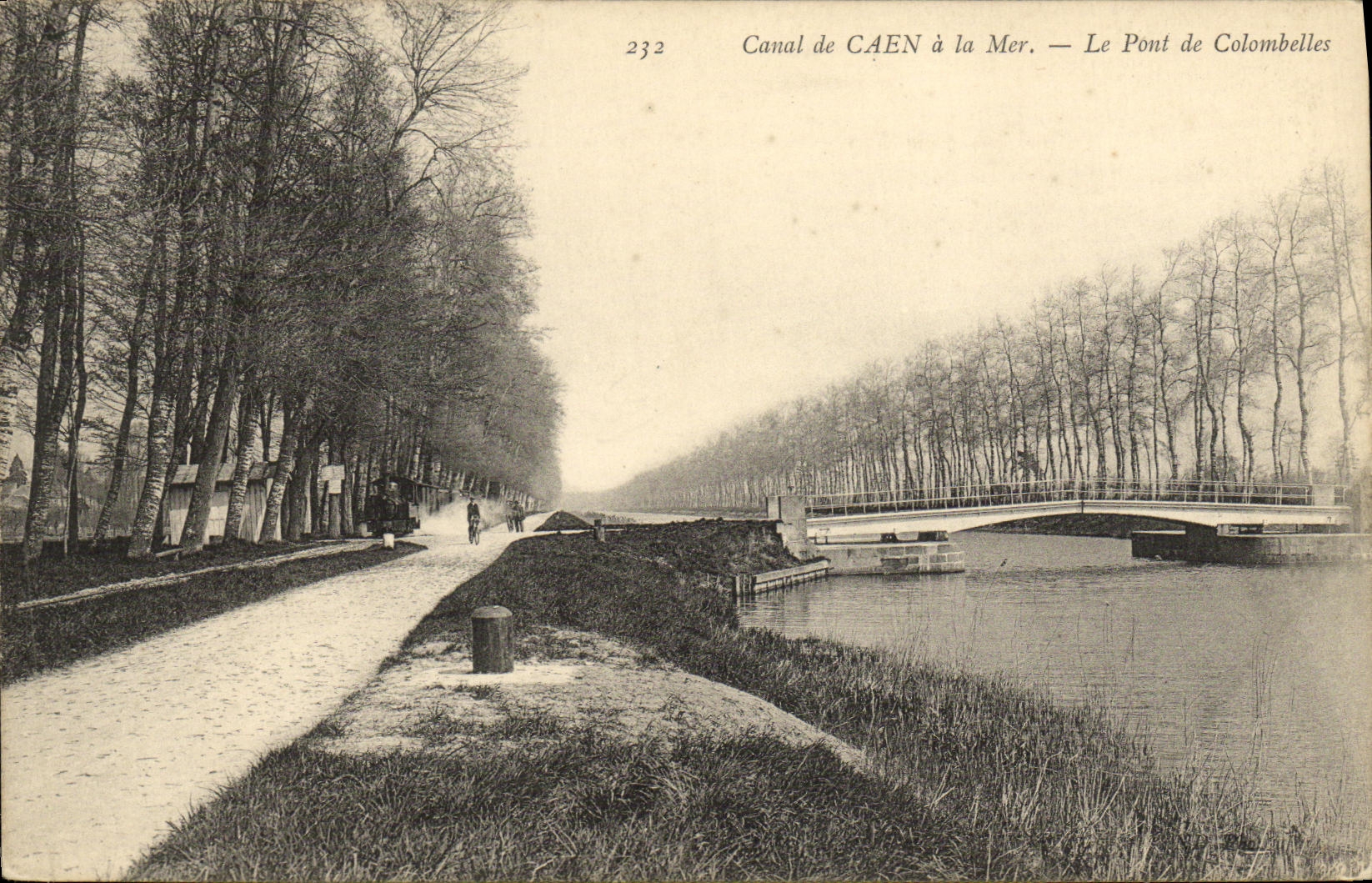 VINTAGE POSTCARD Canal of Caen to the Sea the Bridge of Colombelles Train