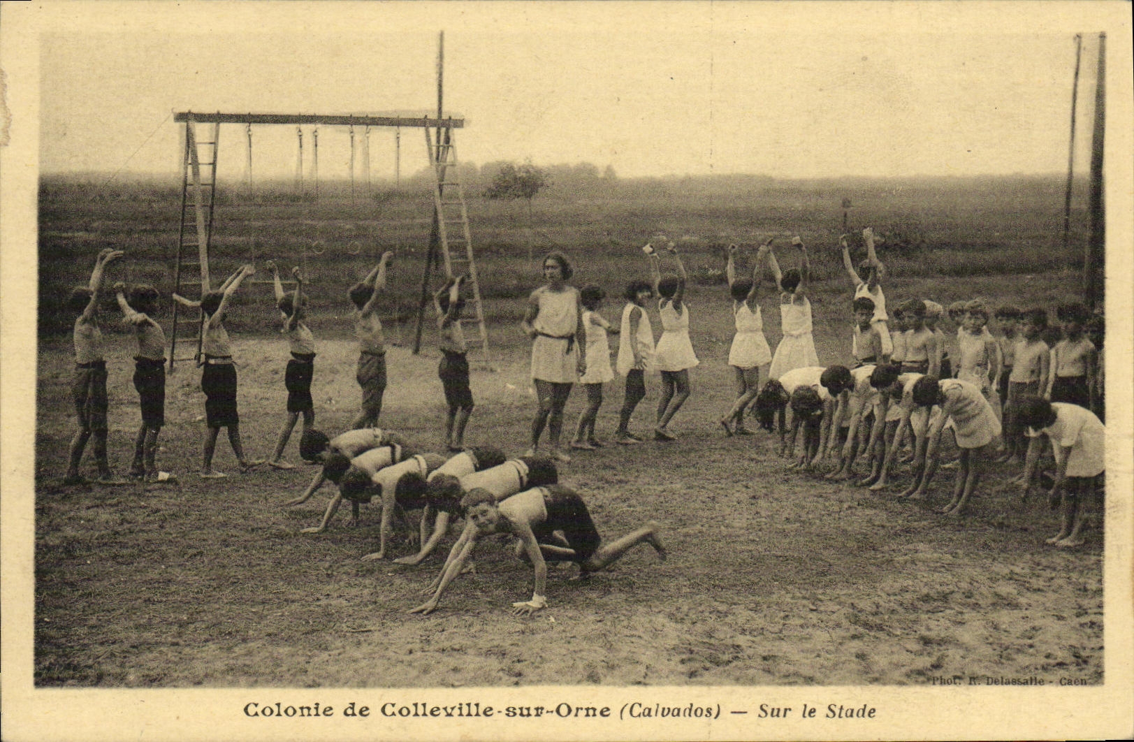 VINTAGE POSTCARD Colony of Colleville On Orne On the Stage Children