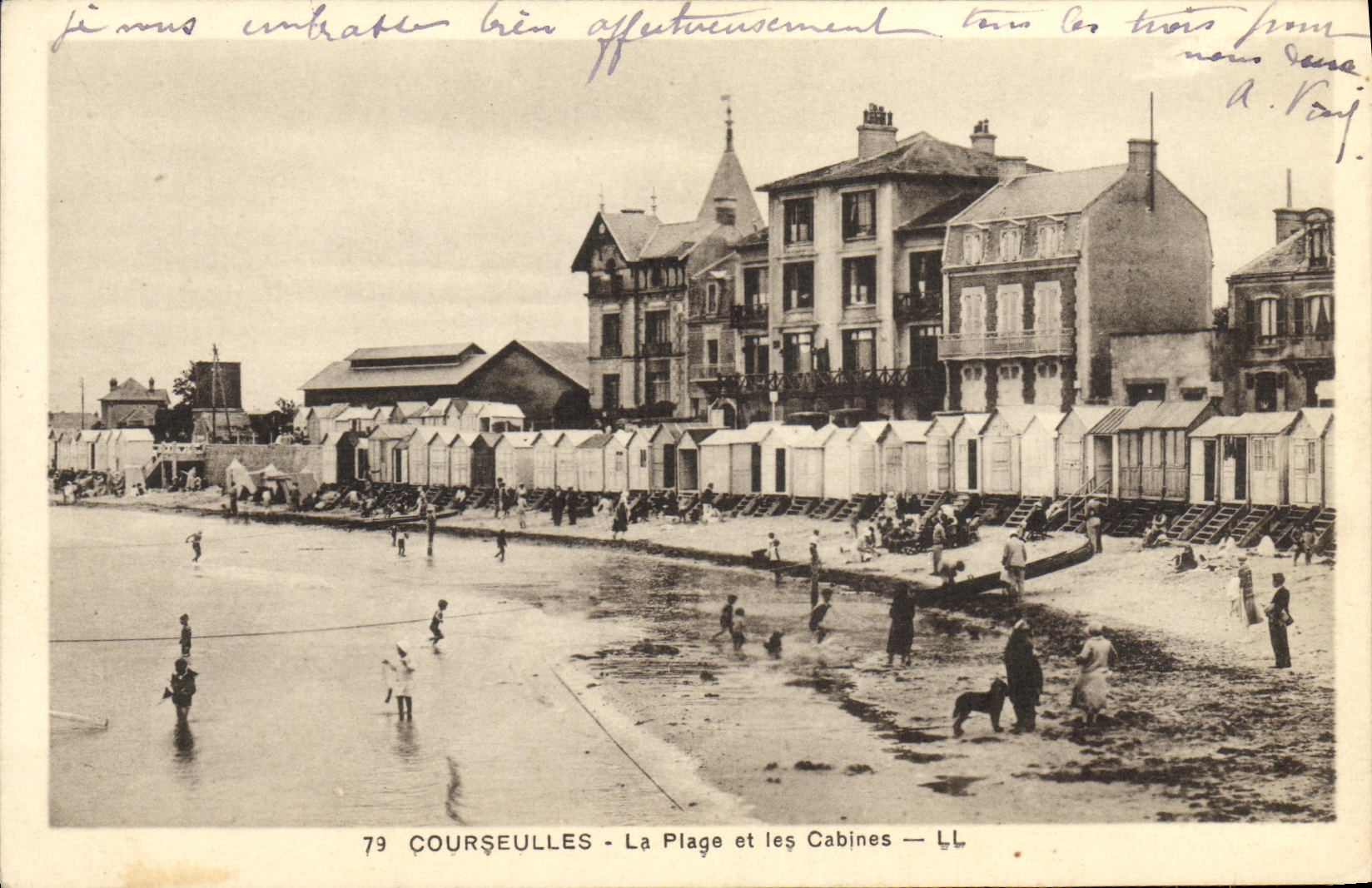 VINTAGE POSTCARD Courseulles the Beach and Cabins