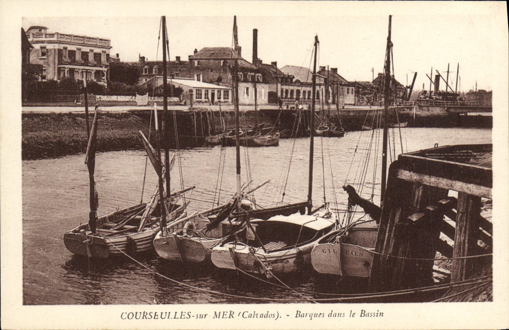 VINTAGE POSTCARD Courseulles On Sea Boats in the Basin Boats